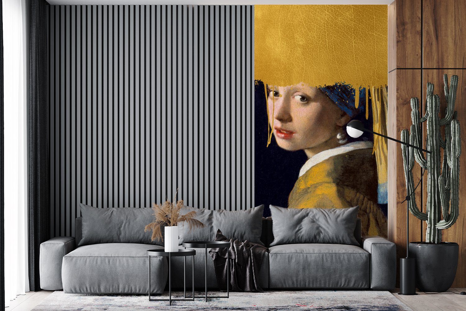 Vliestapete (2 - Mädchen - St), Fototapete Matt, einem Fototapete Perlenohrring Schlafzimmer Gold Wohnzimmer Vermeer, bedruckt, Küche, MuchoWow mit für