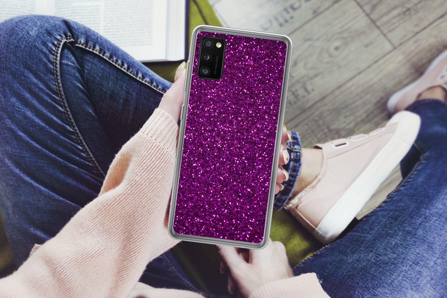 MuchoWow Handyhülle für Samsung Galaxy A41 Lila - Rosa - Muster - Abstrakt, Smartphone-Bumper, Print, Handy Schutzhülle Dünn