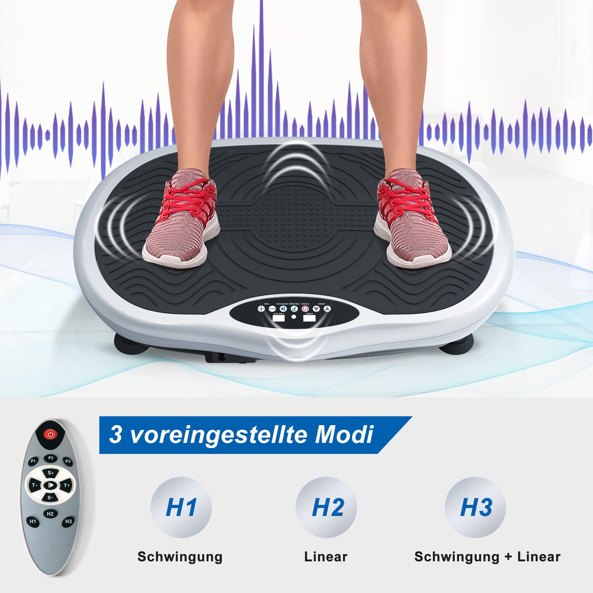 OKWISH Vibrationsplatte mit 3 Modi, Ganzkörper Vibrationsgerät, 500,00 W, 3  Intensitätsstufen, (3D Vibrationsplatte mit 3 Modi), Vibration Fitness  Plattform zur Fettverbrennung und Muskelaufbau
