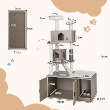 COSTWAY Kratzbaum, Katzentoilette Sisal mit Rampe