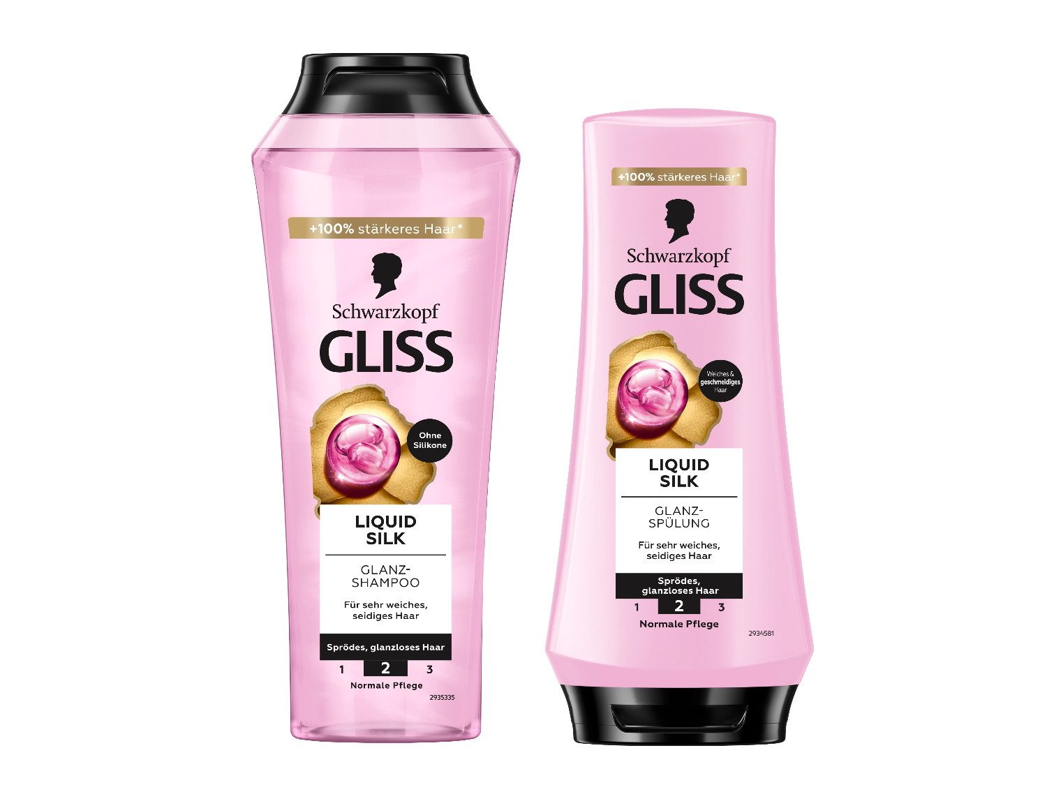Gliss Haarshampoo Liquid Silk 250ml & Haar-Spülung 200ml, 2-tlg., Schutz & gesunder Glanz, verleiht Geschmeidigkeit, intensive Pflege