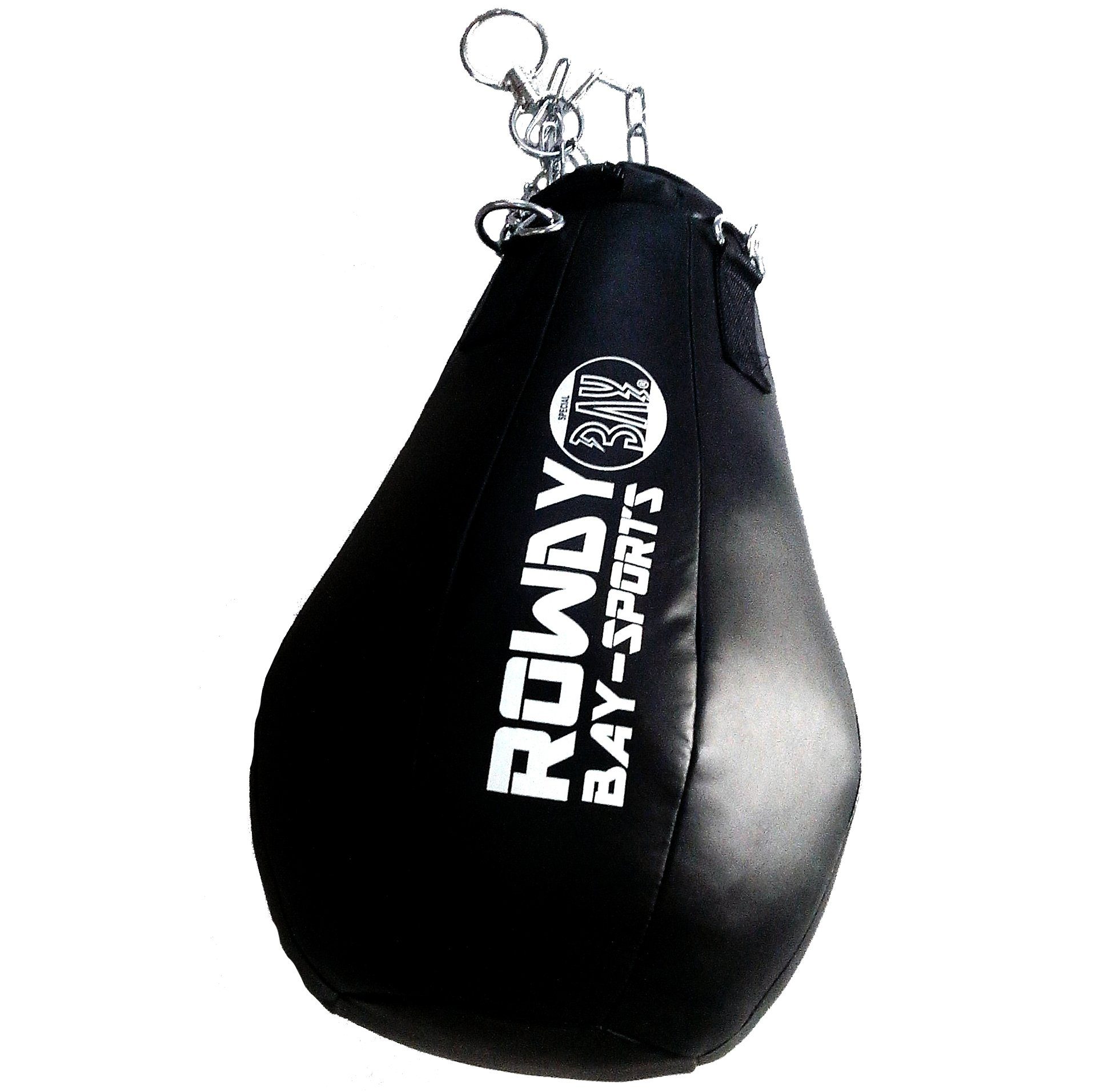 BAY-Sports Boxsack Maisbirne 60cm 15kg Schlagbirne Boxball Boxbirne Sandsack Vollkontakt (Set fix und fertig), fertig gefüllt, Kunstleder, Profi Qualität, Stahlkette, Drehkopf