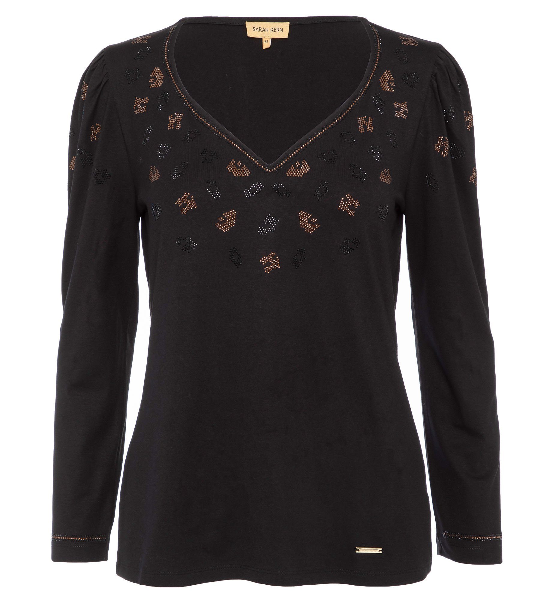 Sarah Kern Langarmshirt Langarmshirt figurbetont mit Leo-Motiv