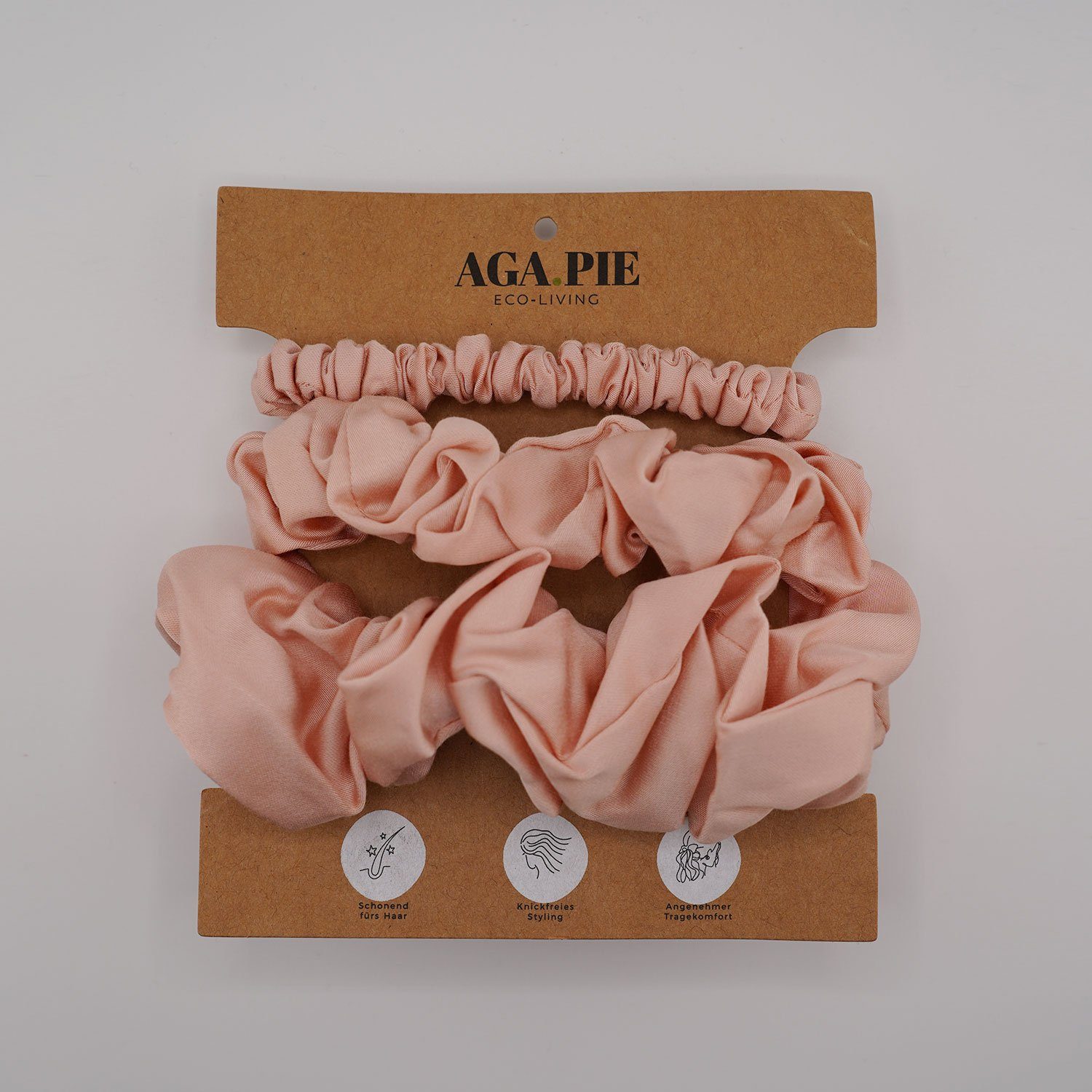 AGA.PIE Haargummi Scrunchie-Set, aus 100% Lyocell aus Bambus-Cellulose, besonders sanft zum Haar Puder | Haargummis