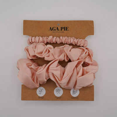 AGA.PIE Haargummi Scrunchie-Set, aus 100% Lyocell aus Bambus-Cellulose, besonders sanft zum Haar