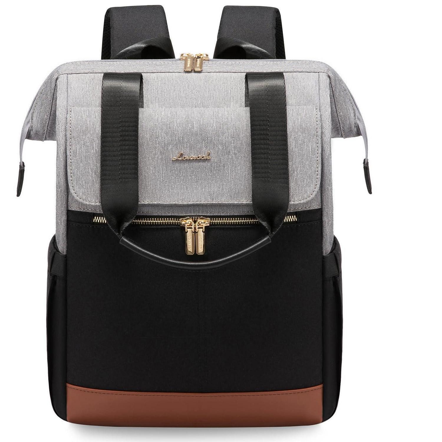 LuxusKollektion Laptoprucksack Rucksack Damen 2in1 Laptop 15,6" Grau-Schwarz