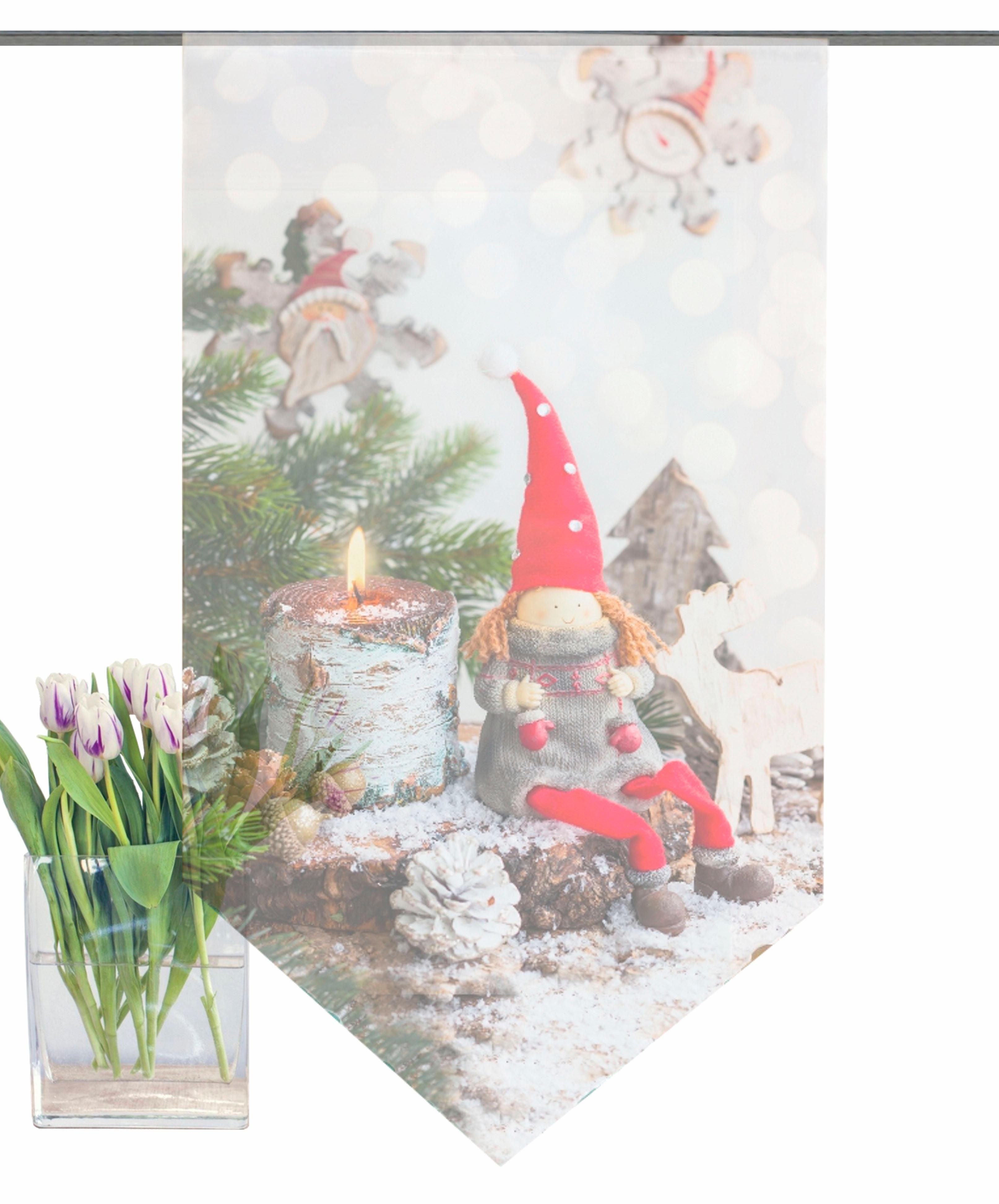HOME WOHNIDEEN Scheibengardine WEIHNACHTSWICHTEL (1 St), Stangendurchzug, transparent, Voile, HxB: 80x40