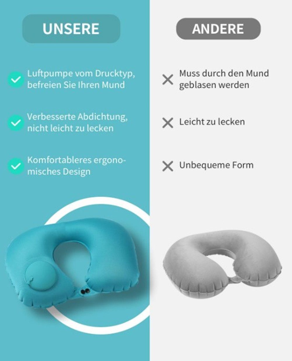 XDeer Nackenstützkissen Nackenkissen Reisekissen,Aufblasbares Nackenkissen, günstig online kaufen