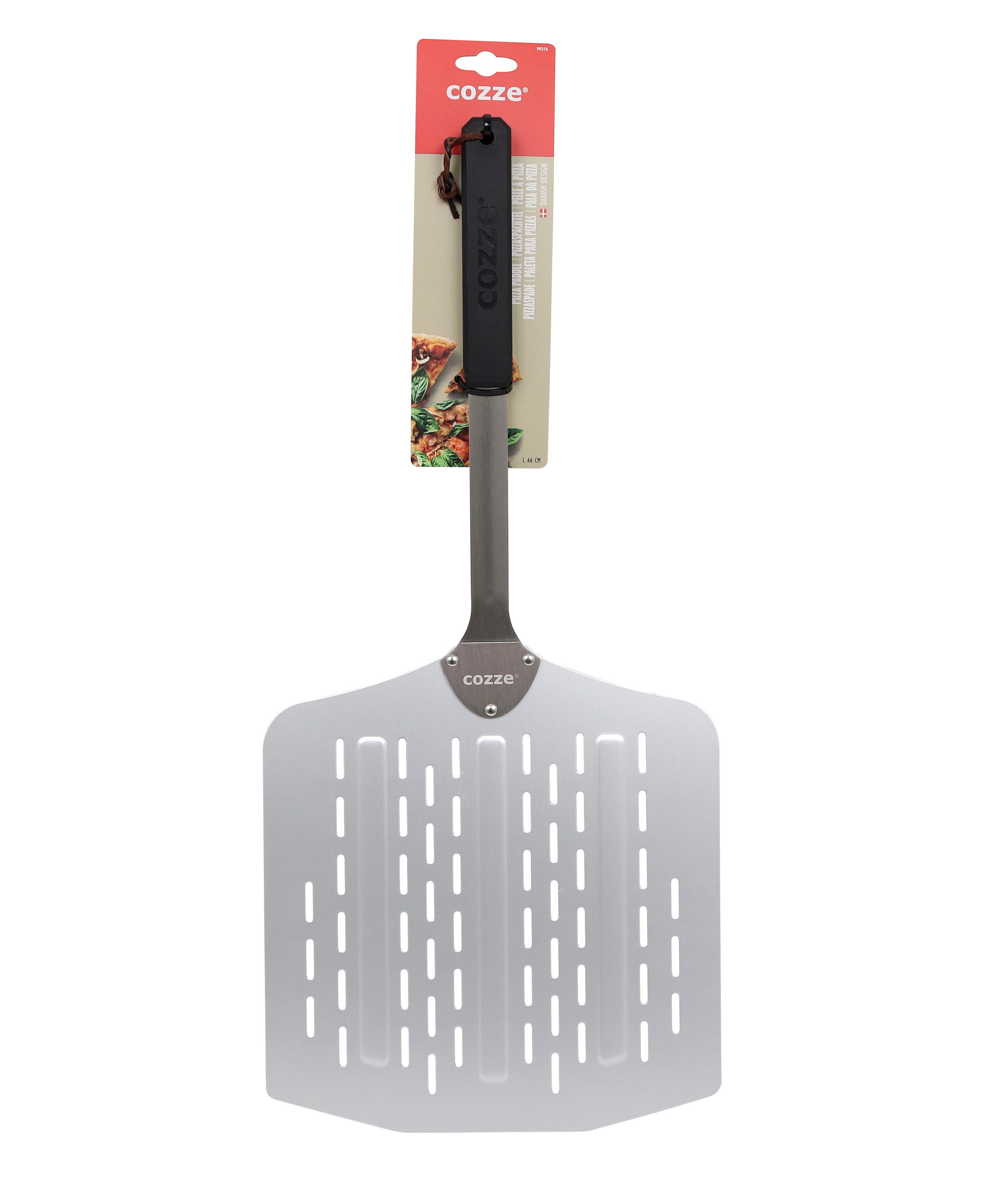 COZZE Grillbesteck-Set Pizzaschaufel, 66 x 30 x 3 cm, silber, hitzestabiler Pizzaschieber, passend für 13" Pizzaöfen