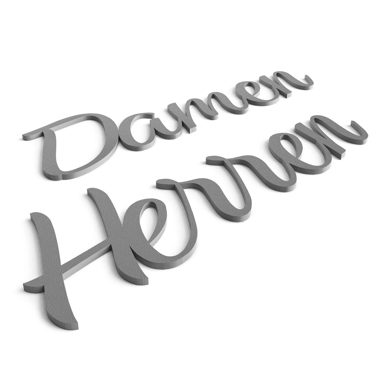Hinweisschild Damen Herren Türschild Set WC Toilettenschild Schriftzug Grau