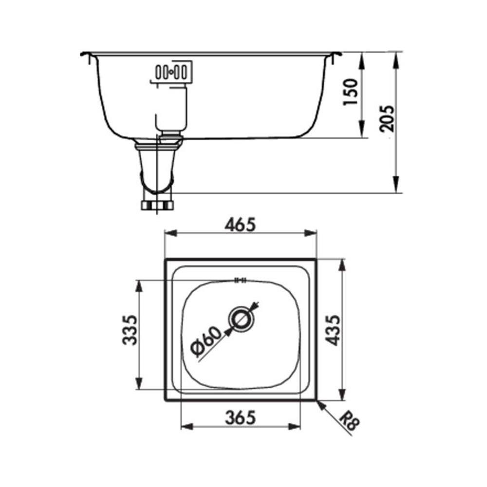 Naber Edelstahlspüle Standard S2 Edelstahl, 46,5/43,5 cm