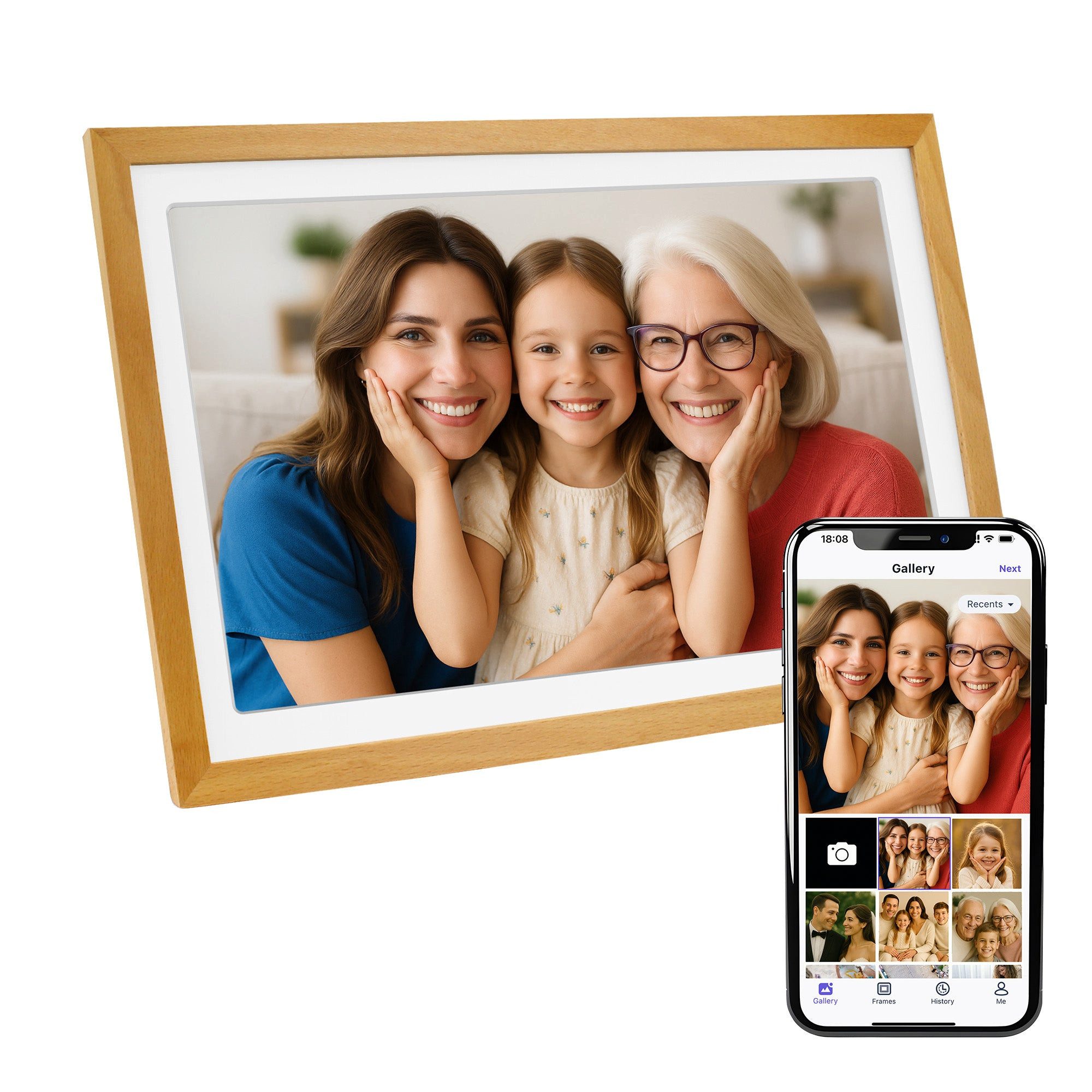 Xoro CPF 10PF - Digitaler WLAN-Fotorahmen 10,1 Zoll Full HD mit Touch & App Digitaler Bilderrahmen (25,65 cm/10.1 ", 1920 × 1080 Pixel, 32 GB, Multitouch‑Display mit WLAN, 32 GB Speicher und Auto‑Bildrotation)