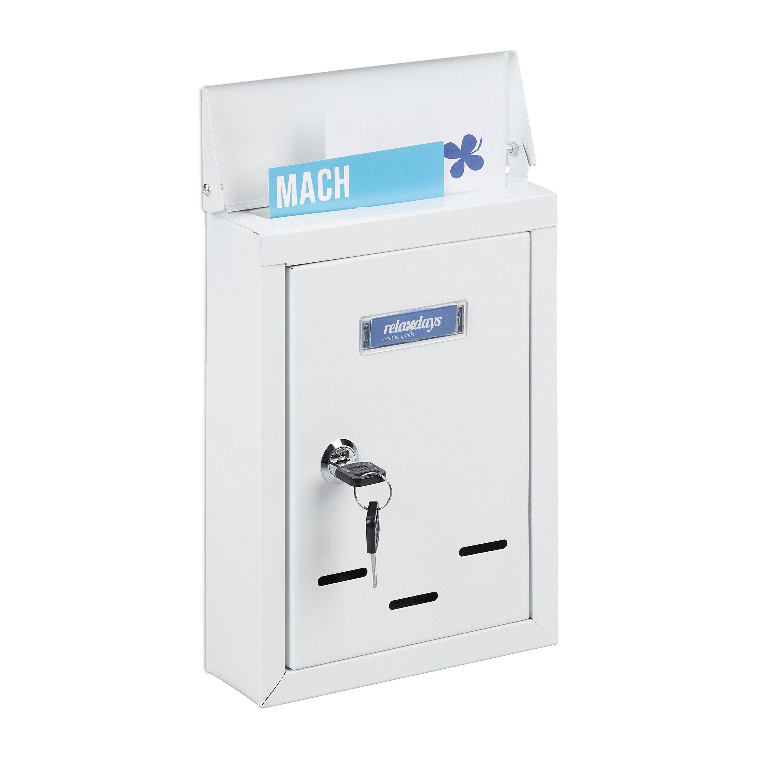 relaxdays Briefkasten mit Namensschild (1-St), weiß günstig online kaufen