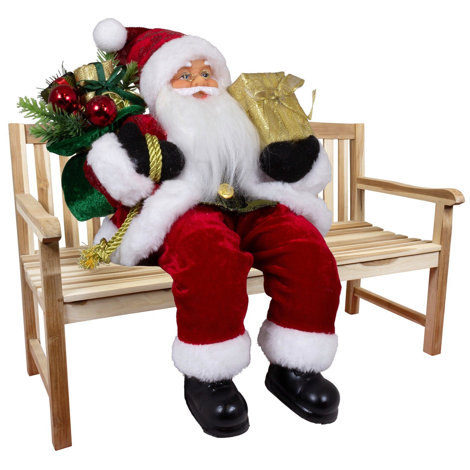 Christmas Paradise Weihnachtsmann Thoralf 45cm / 30cm, sitzend (Dekofigur rot, 1 St., Weihnachtsdeko), Kantenhocker zum Hinsetzen