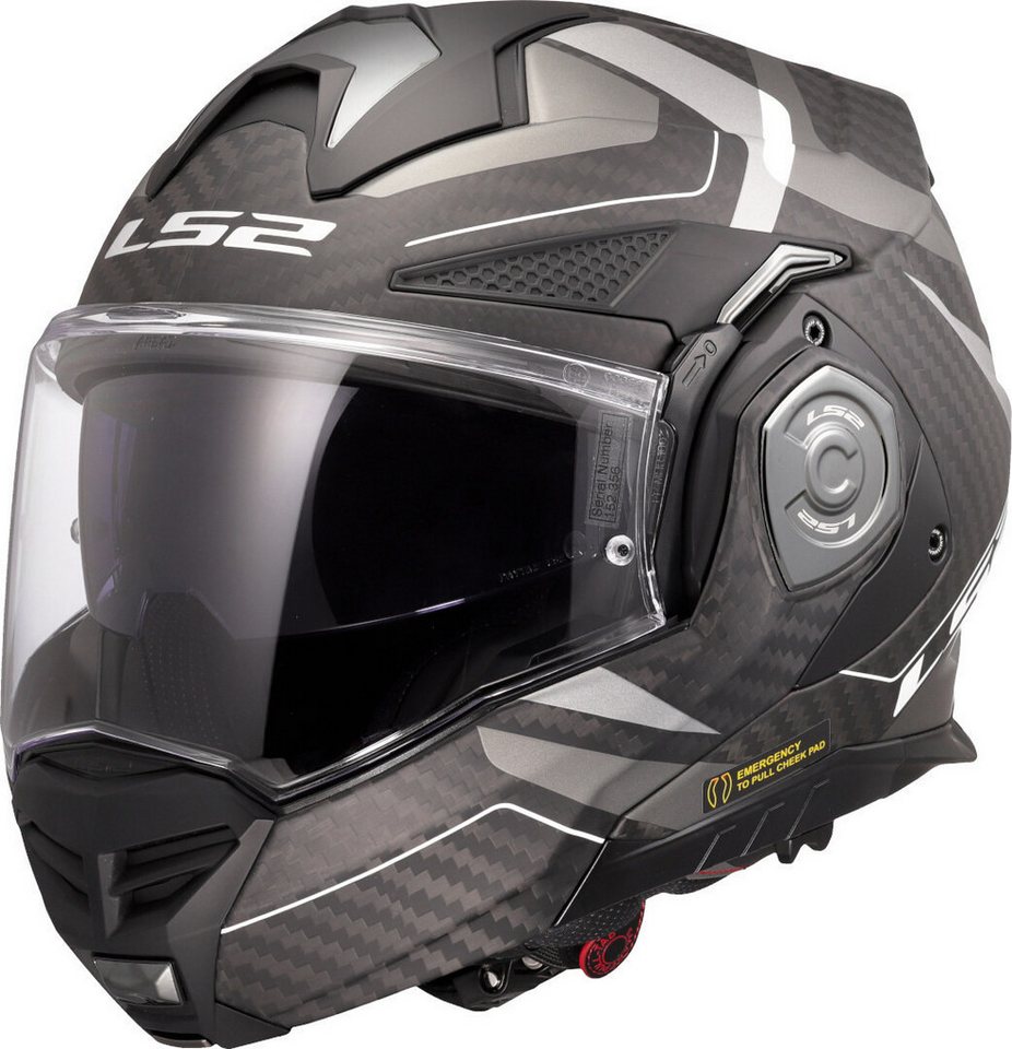 LS2 Motorradhelm FF901 Advant X Carbon Horizon Klapphelm, Vorbereitet Für Kommunikationssystem,notfallsystem-polsterung (eq