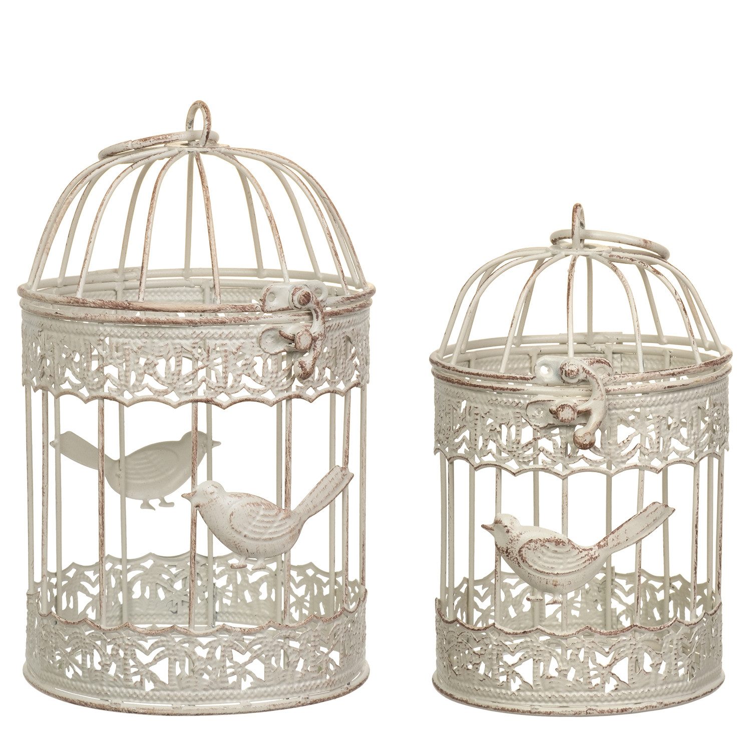 Hängedekoration Vogelkäfig rund weiss klein 2er set