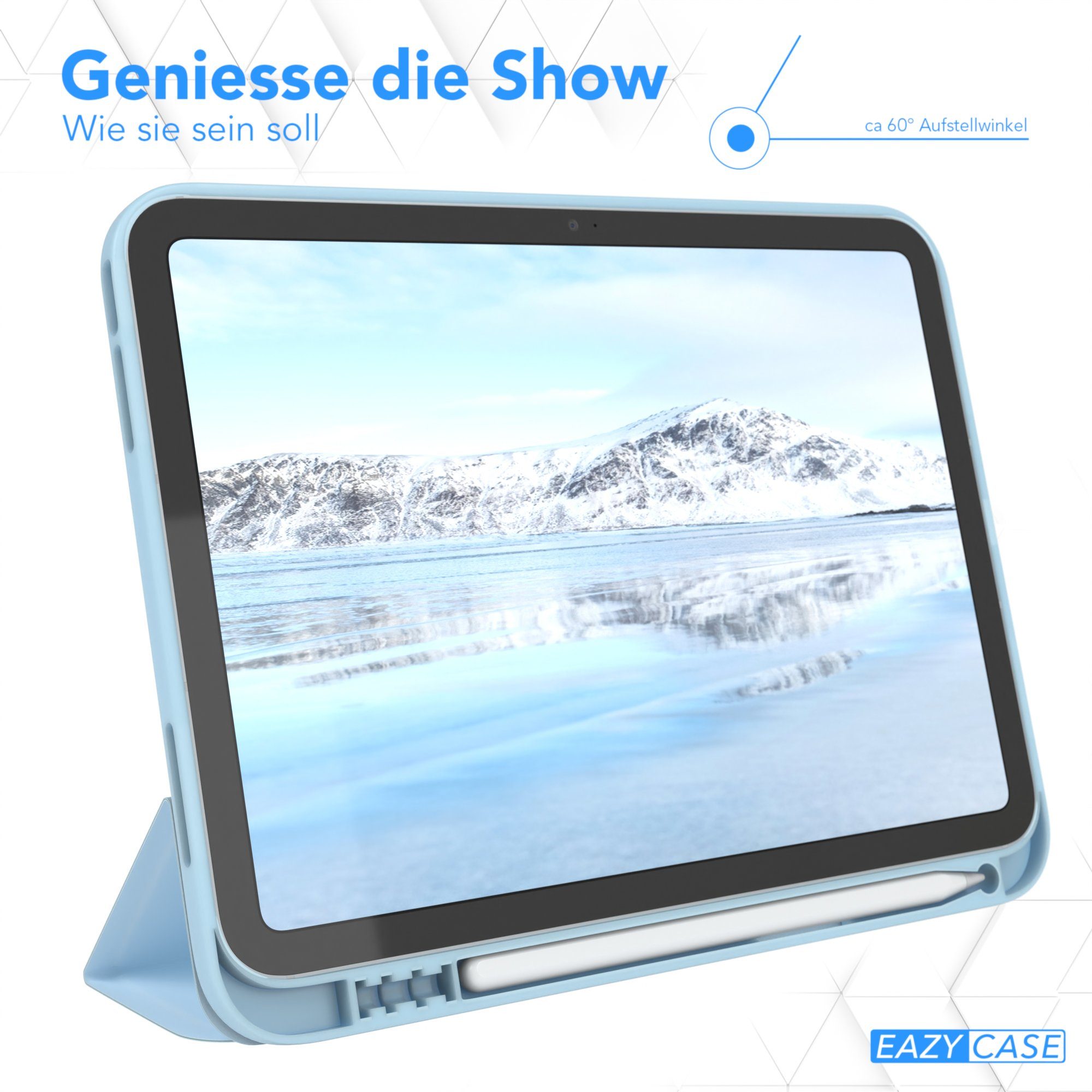 EAZY CASE Tablet-Hülle Penholder Smartcase für Apple iPad 2025 (11. Gen) 11 Zoll, Touchpen Stifthalterung Klappcase Anti-Kratz Tablet Tasche Hellblau – Bild 4 von 5