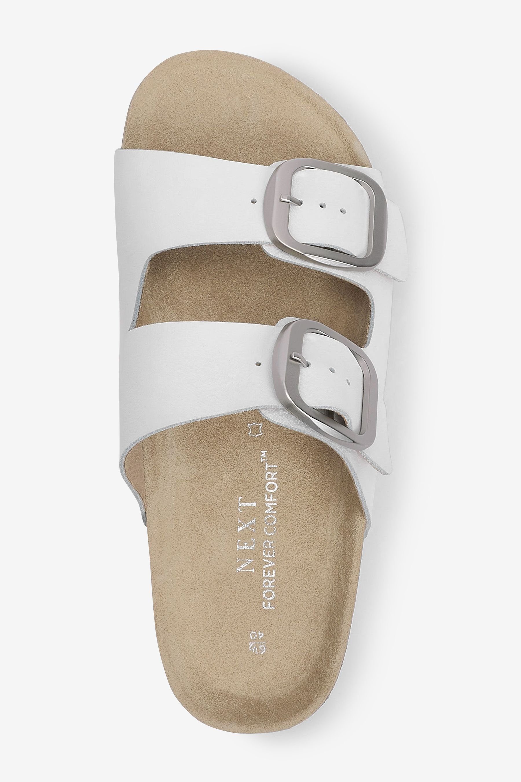 mit und aus White (1-tlg) Next Doppelriemen Sandalen Leder Sandale Fußbett