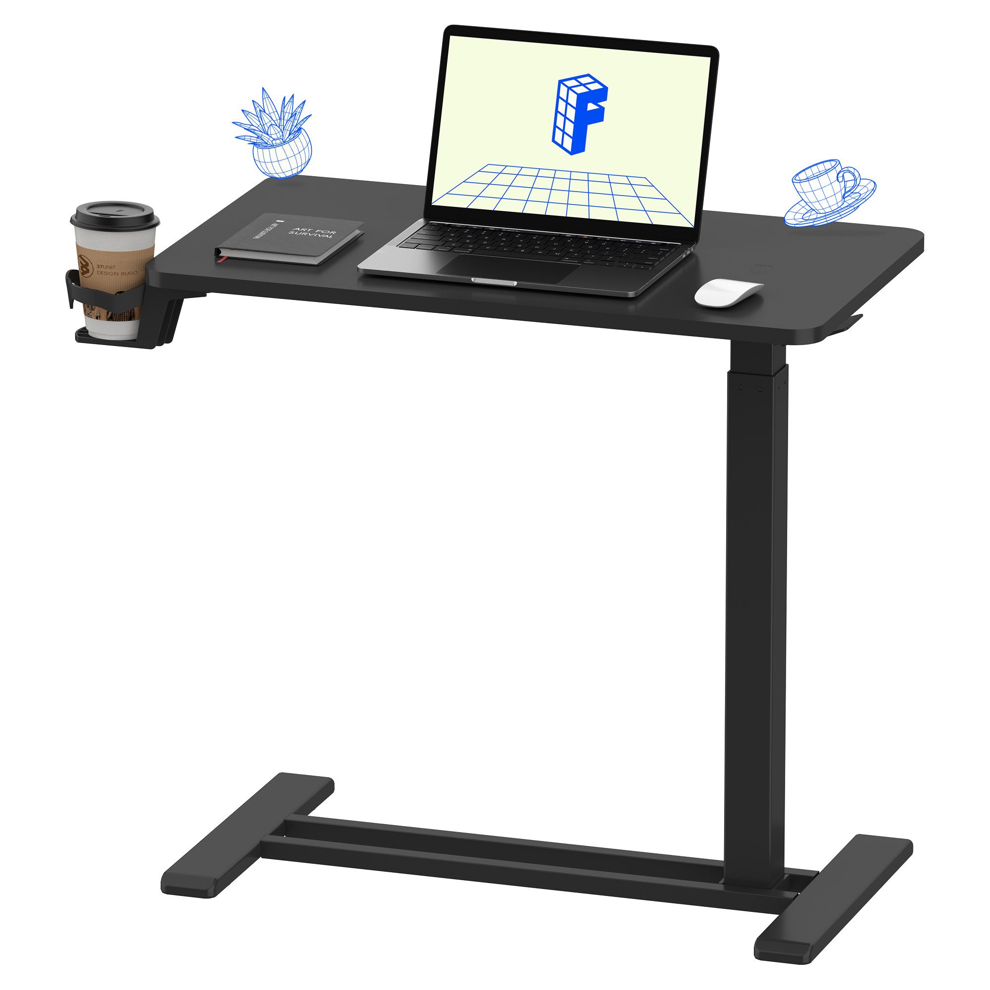 FLEXISPOT Beistelltisch Höhenverstellbar Betttisch, Laptoptisch (C-Form, ideal für Sofa, Bett & Lesestunden), mit stufenloser Höhenverstellung, 360° Rollen & einfacher Montage