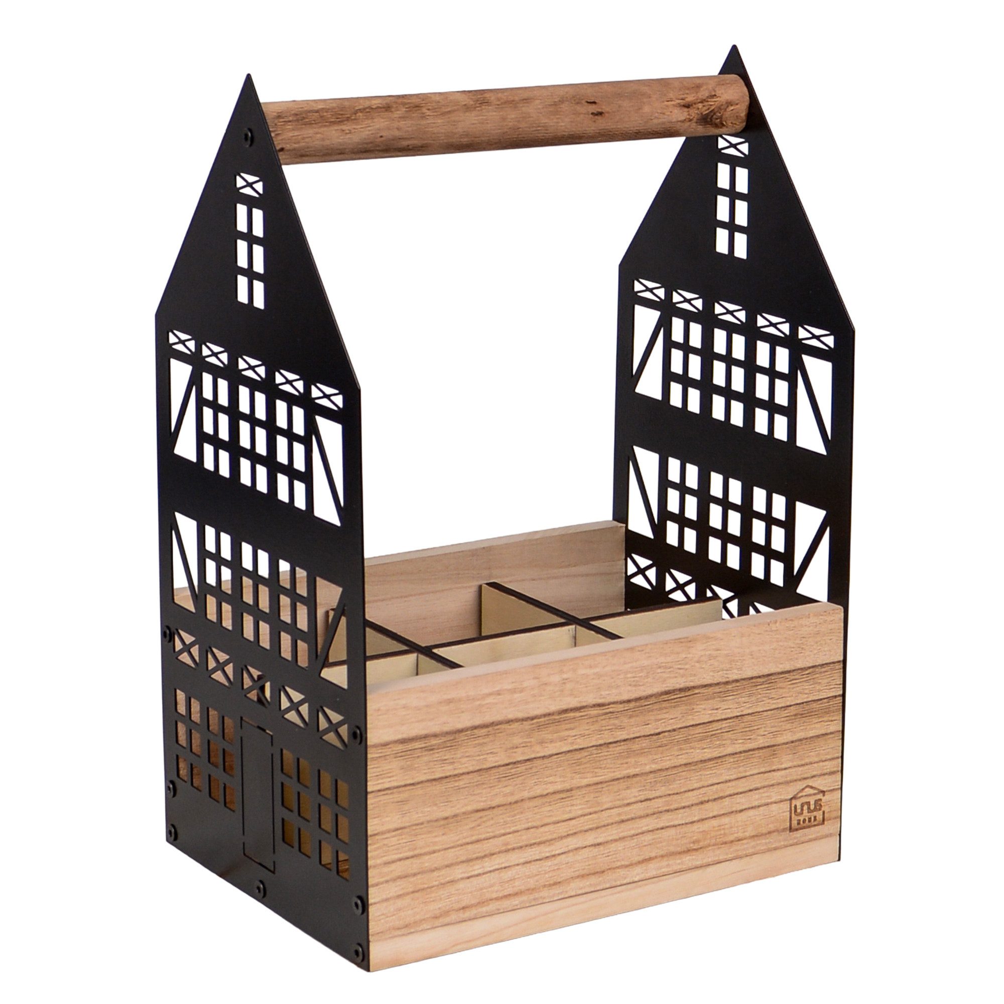 UNUS HOME Flaschenhalter Bierflaschenhalter Bierhalter Brauhaus für 6 Flaschen, (Brauhaus, Fachwerkoptik), Getränkehalter - Geschenkidee für Männer