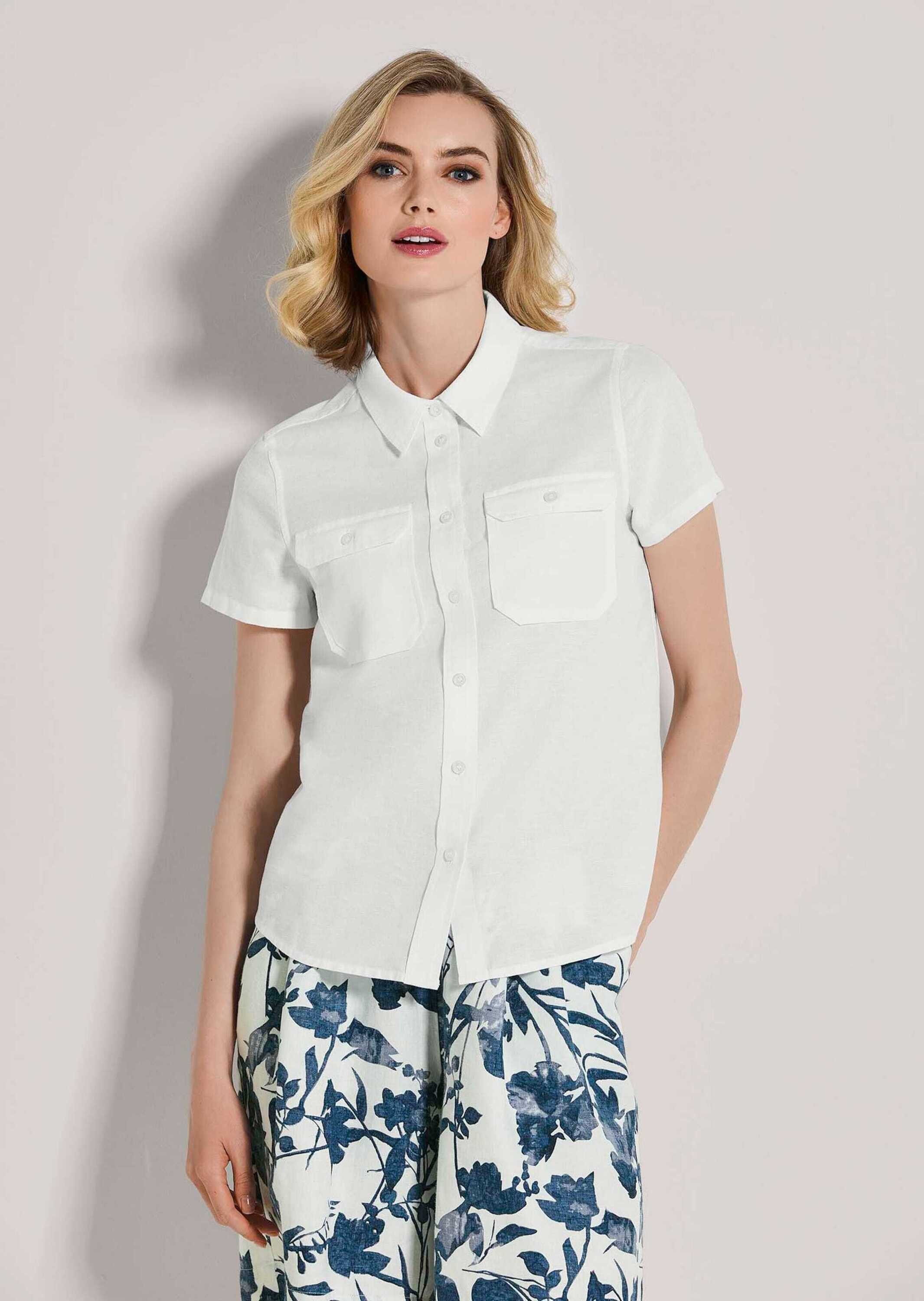 Kurzarmbluse Kurzarm-Bluse mit Brusttaschen