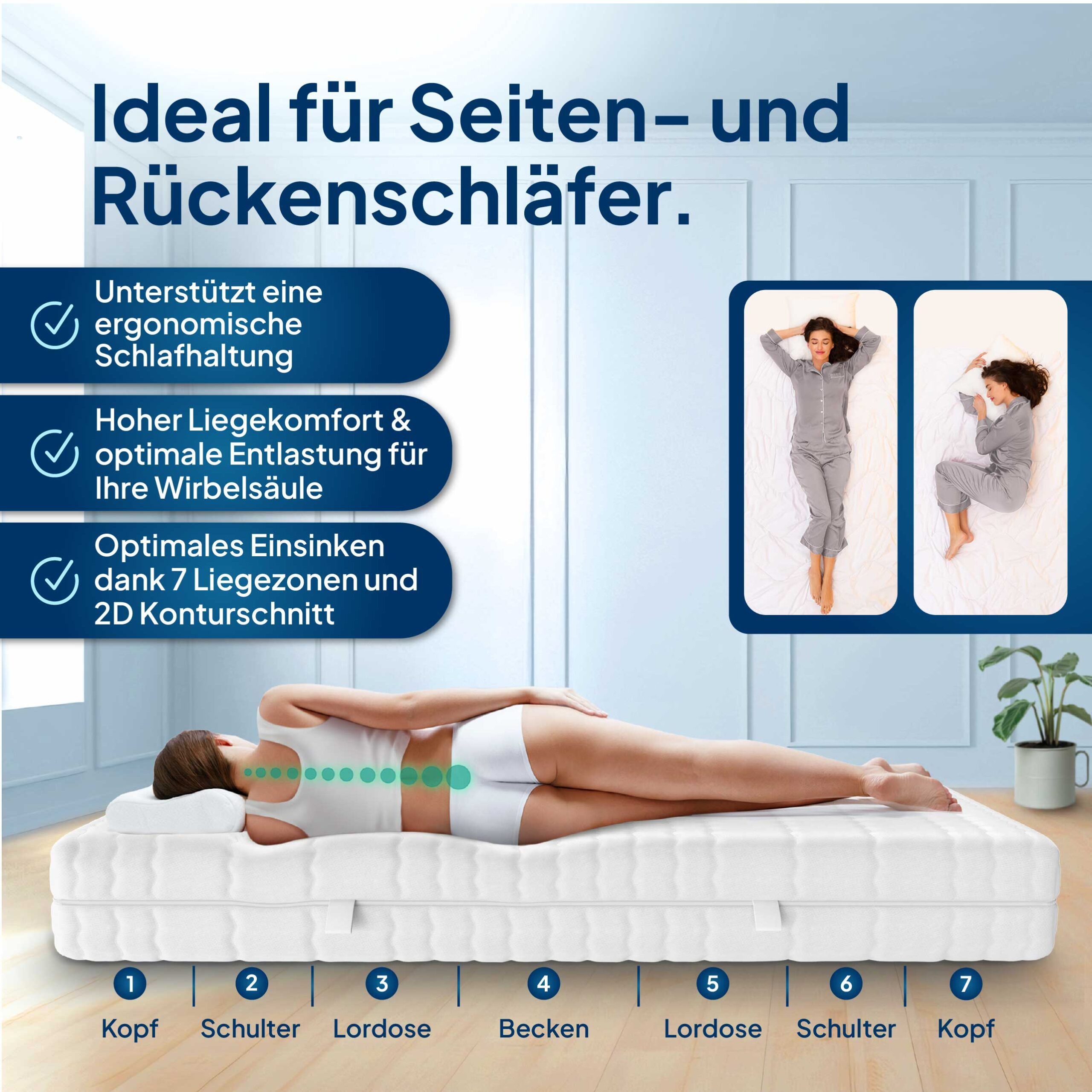 Latexmatratze 7-Zonen Matratze, Extra Langlebig durch Latex RG65, AM Qualit günstig online kaufen