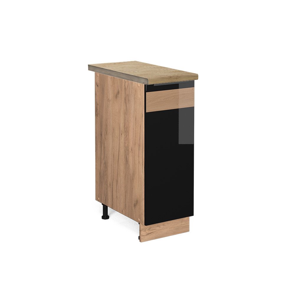 Vicco Apothekerschrank Fame-Line Schwarz Eiche hochglanz/Goldkraft Eiche 30 günstig online kaufen