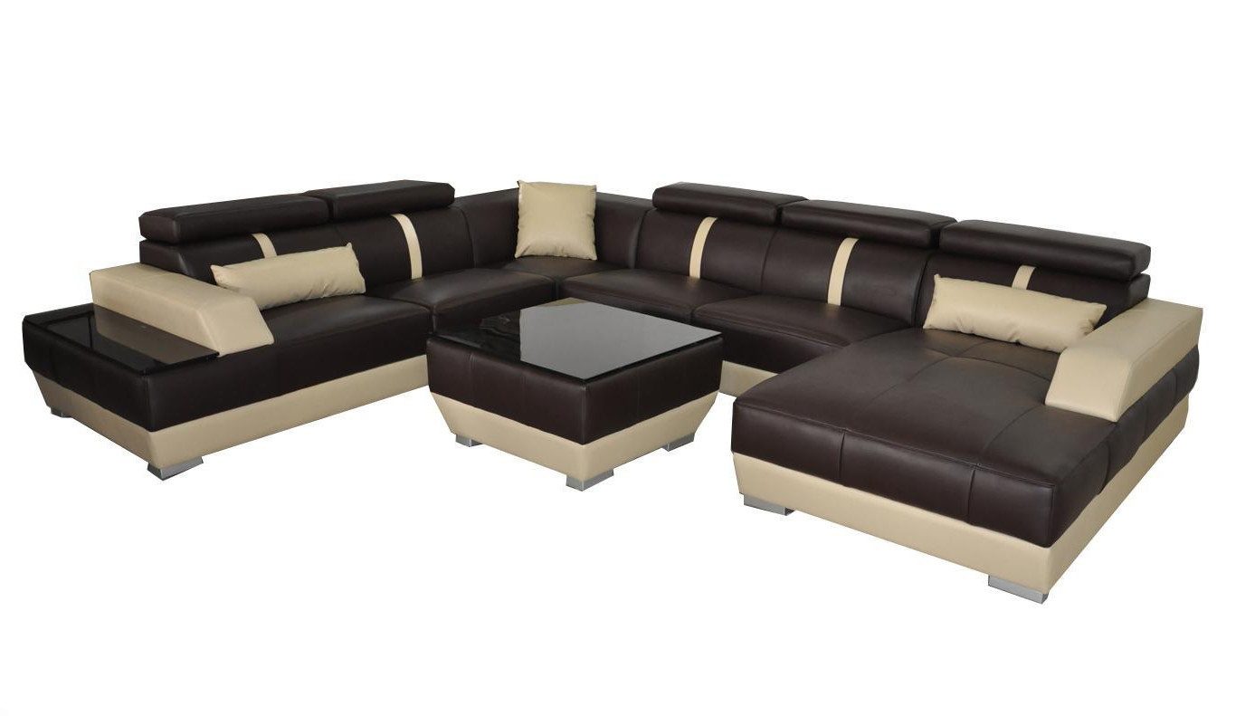 JVmoebel Wohnlandschaft Elegante Ledersofa Eckgarnitur U-Form mit USB-Anschluss, Made in Europa
