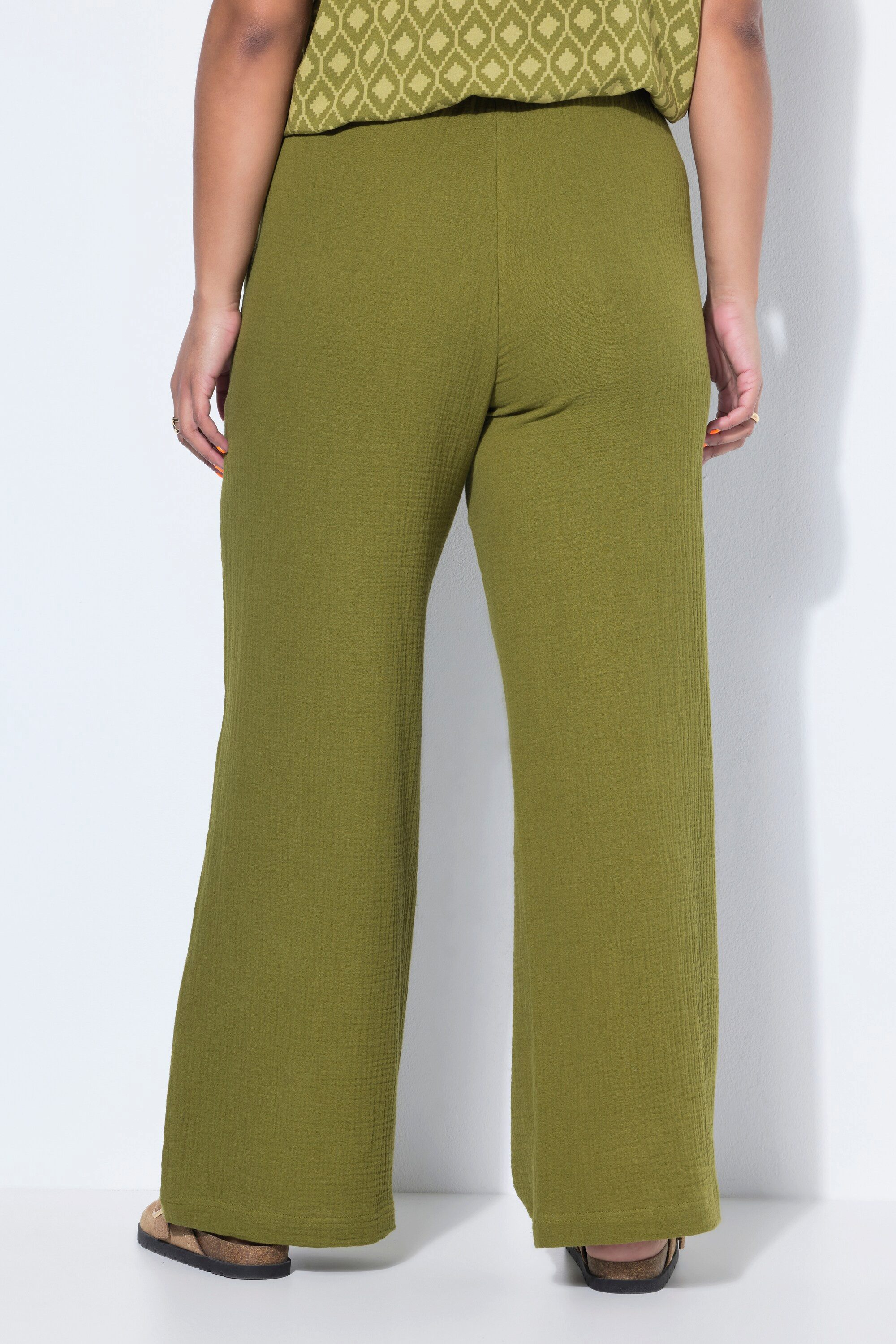 Studio Untold Schlupfhose Hose wide Legs Musselin Elastikbund