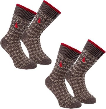 BRUBAKER Wandersocken Herren Stiefelsocken aus 94% Baumwolle für Wandern Trekking Freizeit (Set, 4-Paar, One Size (EU 41-46) gemusterte Thermosocken - Wintersocken für Männer