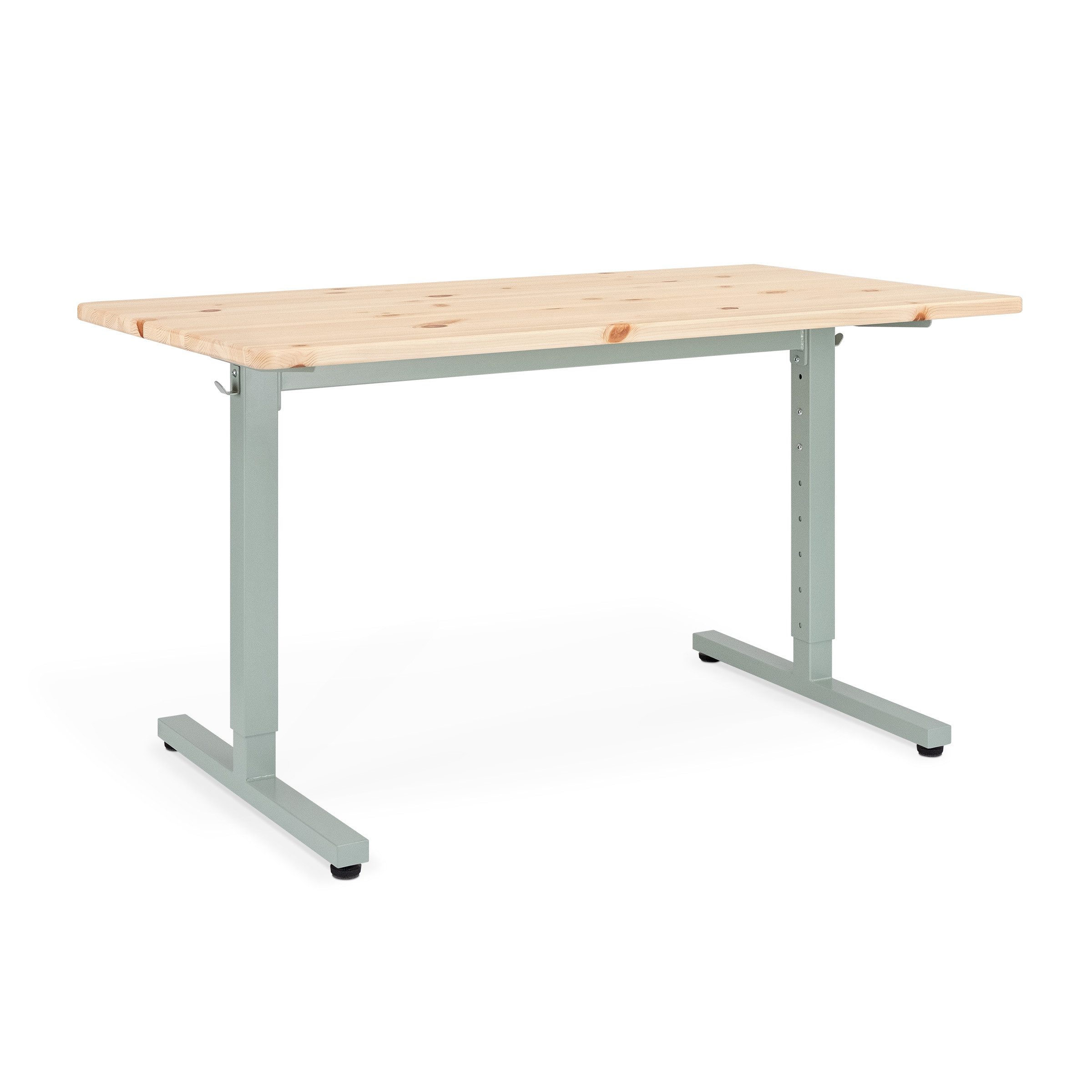Ehrenkind Schreibtisch höhenverstellbar für Kinder und Erwachsene (mit Massivholzplatte & Stahlgestell, langlebig, Holzplatte aus massivem Kiefernholz), mitwachsend & zeitlos