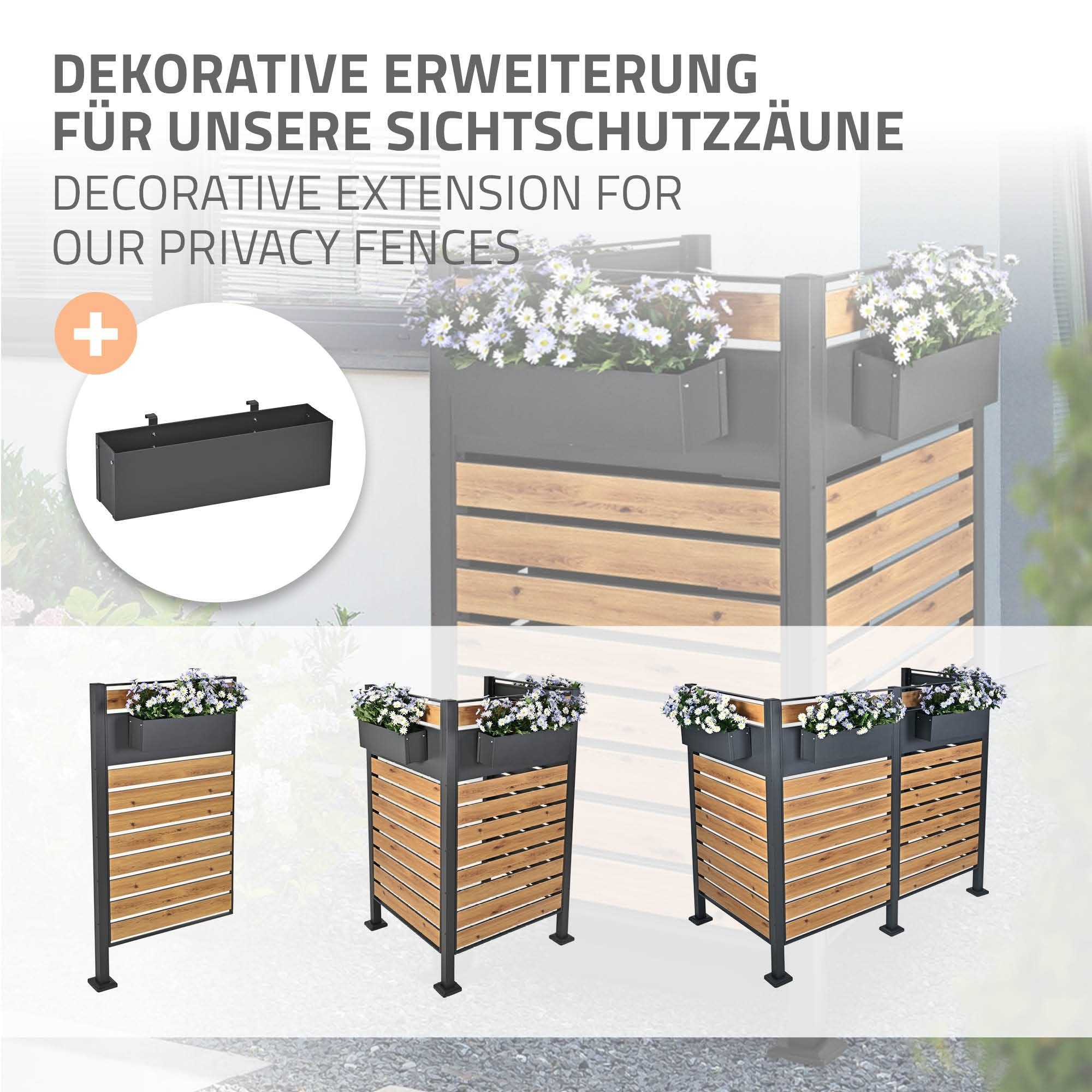 Blumenkasten Anthrazit oder Stahl 50x12x15 für Balkon aus Terrasse ML-DESIGN cm Blumenkasten