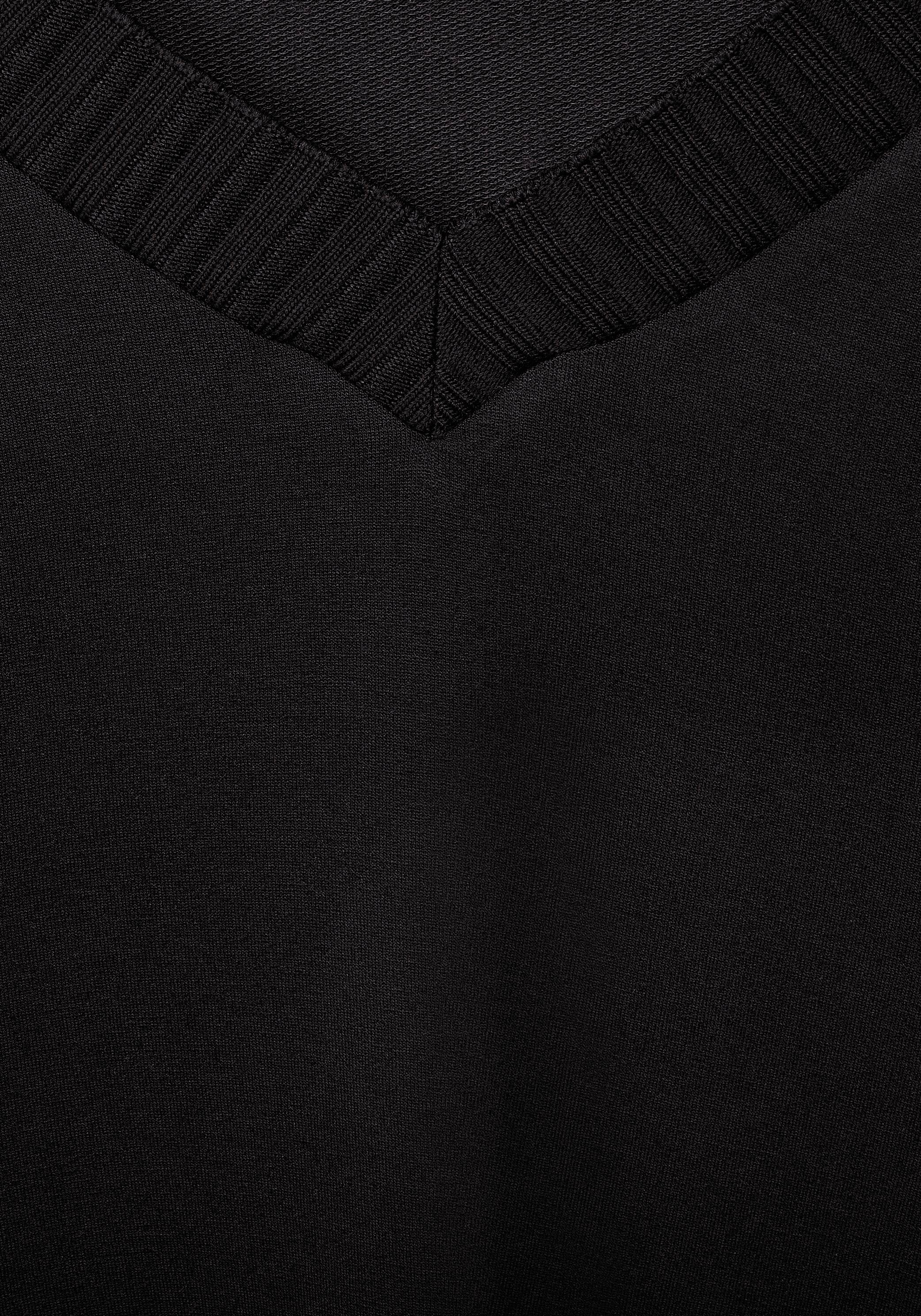 3/4-Arm-Shirt Black V-Ausschnitt mit ONE STREET