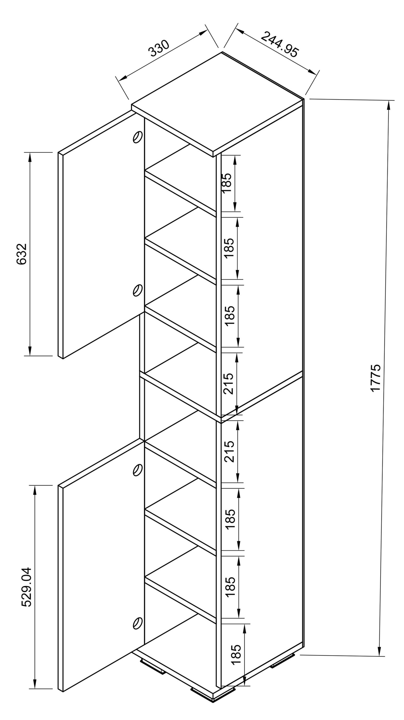 Dielenmöbel Schuhschrank Schuhschrank (1-St) Sonoma-Eiche / schmaler Weiß M Holz Gados VCM