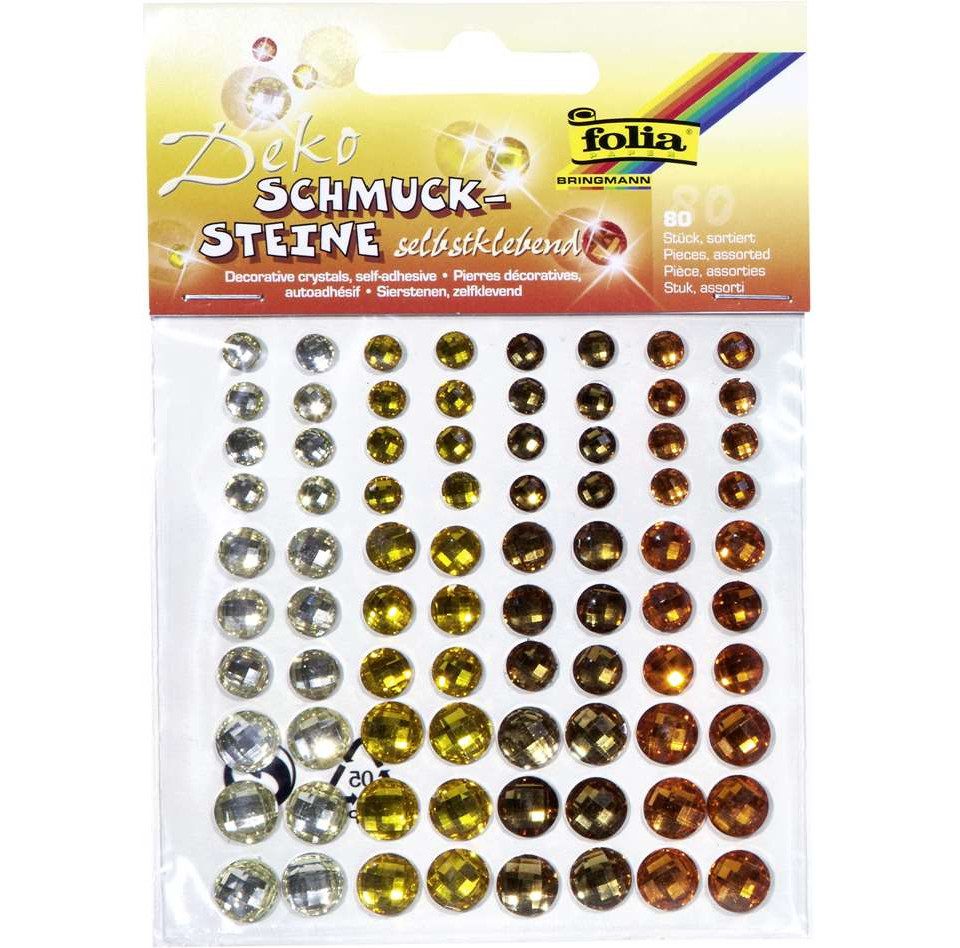 Glorex Dekoband Schmucksteine sparkeling gelb, 80 Stück