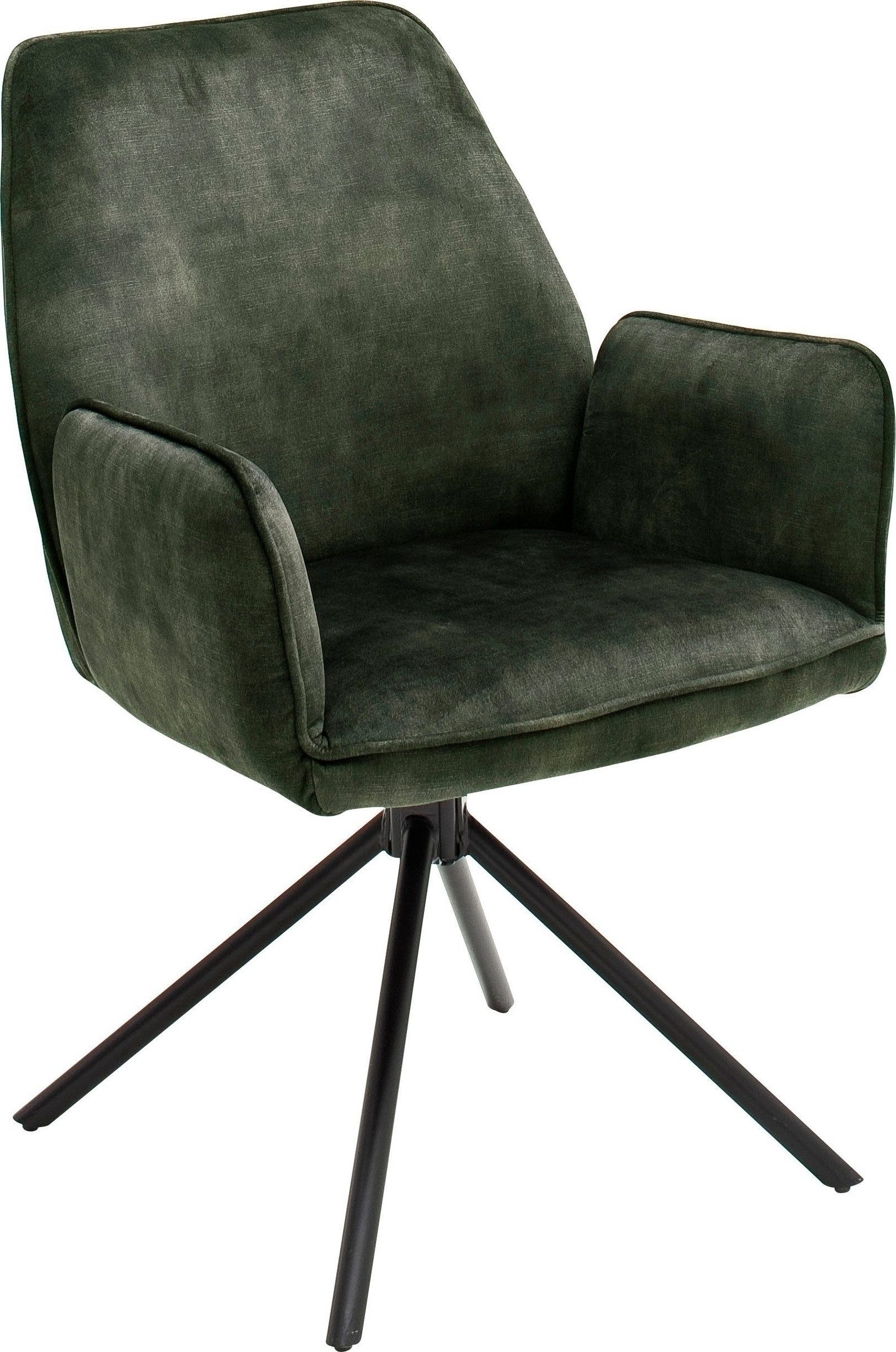 möbelando Esszimmerstuhl Ottawa I, mit Armlehne in Olive - 60x89x64 (BxHxT) 180 °drehbar