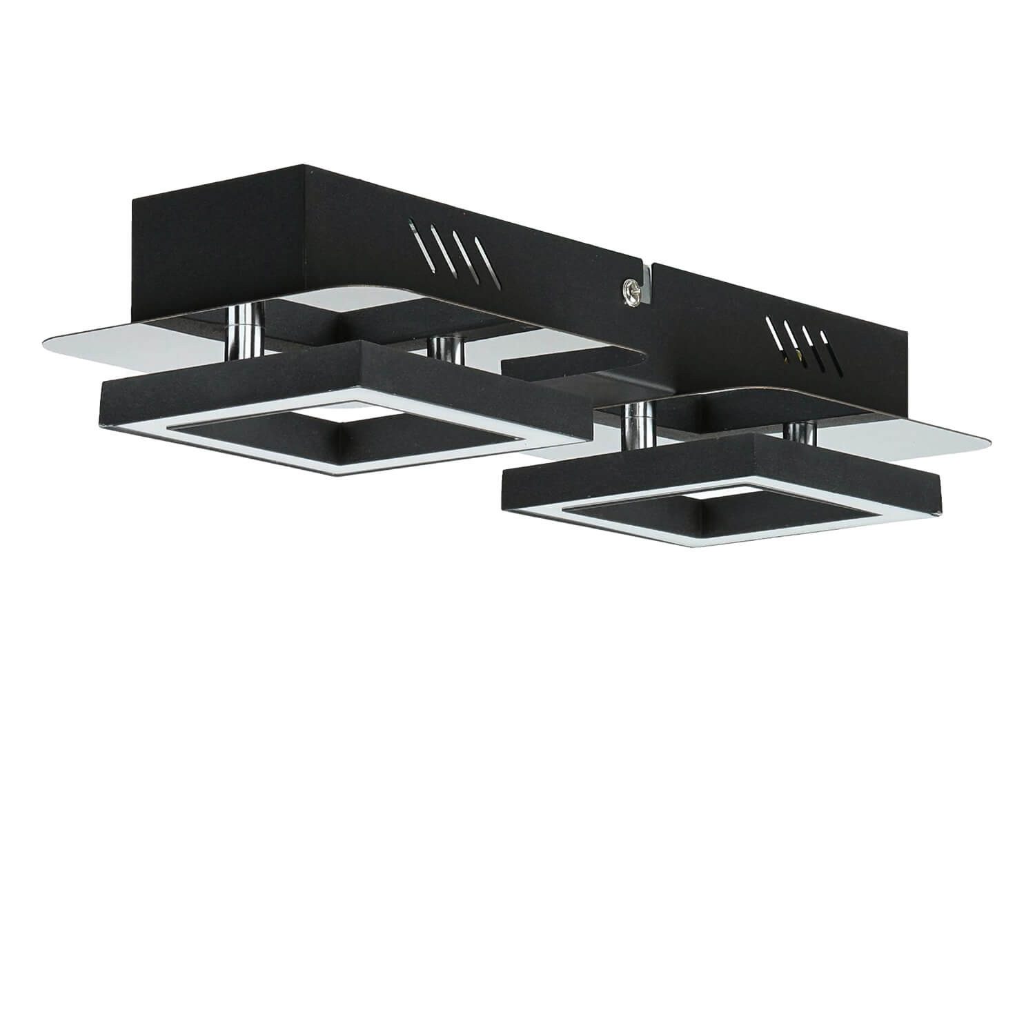 Licht-Erlebnisse Deckenleuchte LEON, LED, Neutralweiß, LED Schwarz Chrom 4200 K 600 lm Wohnzimmer