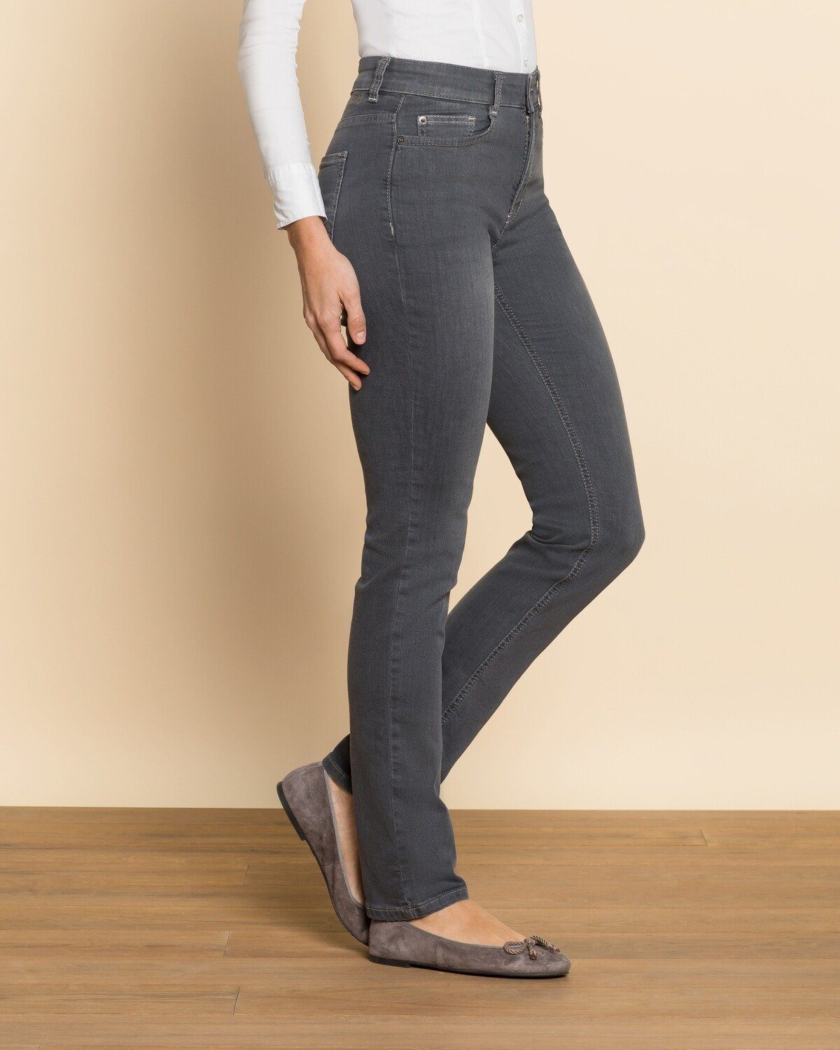 MAC Jeans Angela Pipe 5-Pocket-Jeans Grau/L32