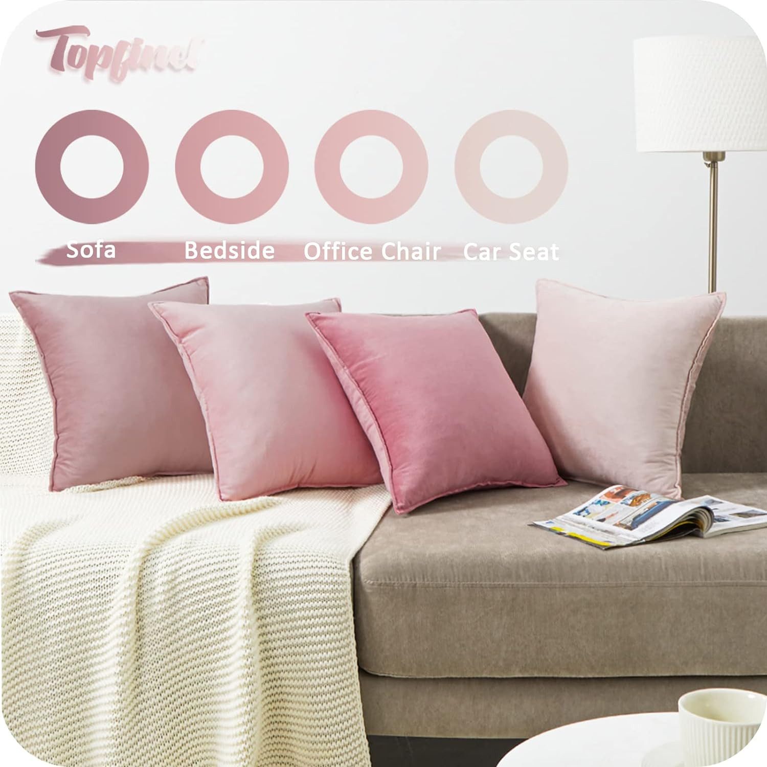 Topfinel Kissenbezüge 4er Set 40x40 & 50x50 cm aus weichem Samt-flauschig mit Farbverlauf, Kissenhülle ohne Füllung – Dekokissenbezug aus Samt für Sofa & Bett