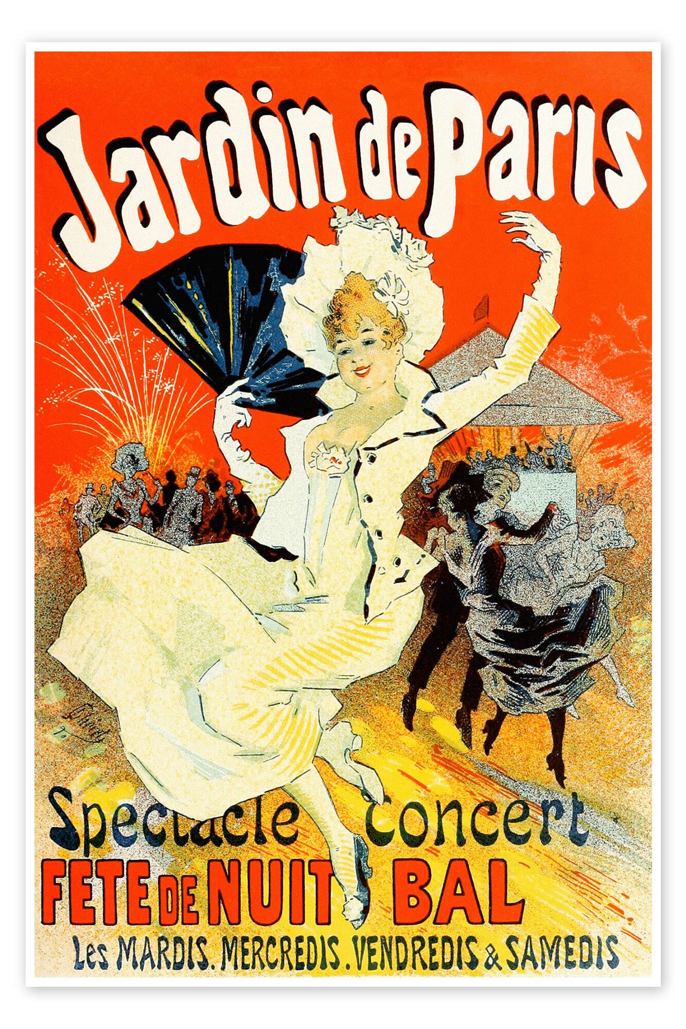 Posterlounge Wandbild Pariser Gärten (französisch), Jules Chéret, erhältlich als Poster, Leinwandbild, Wandsticker oder Acrylglasbild