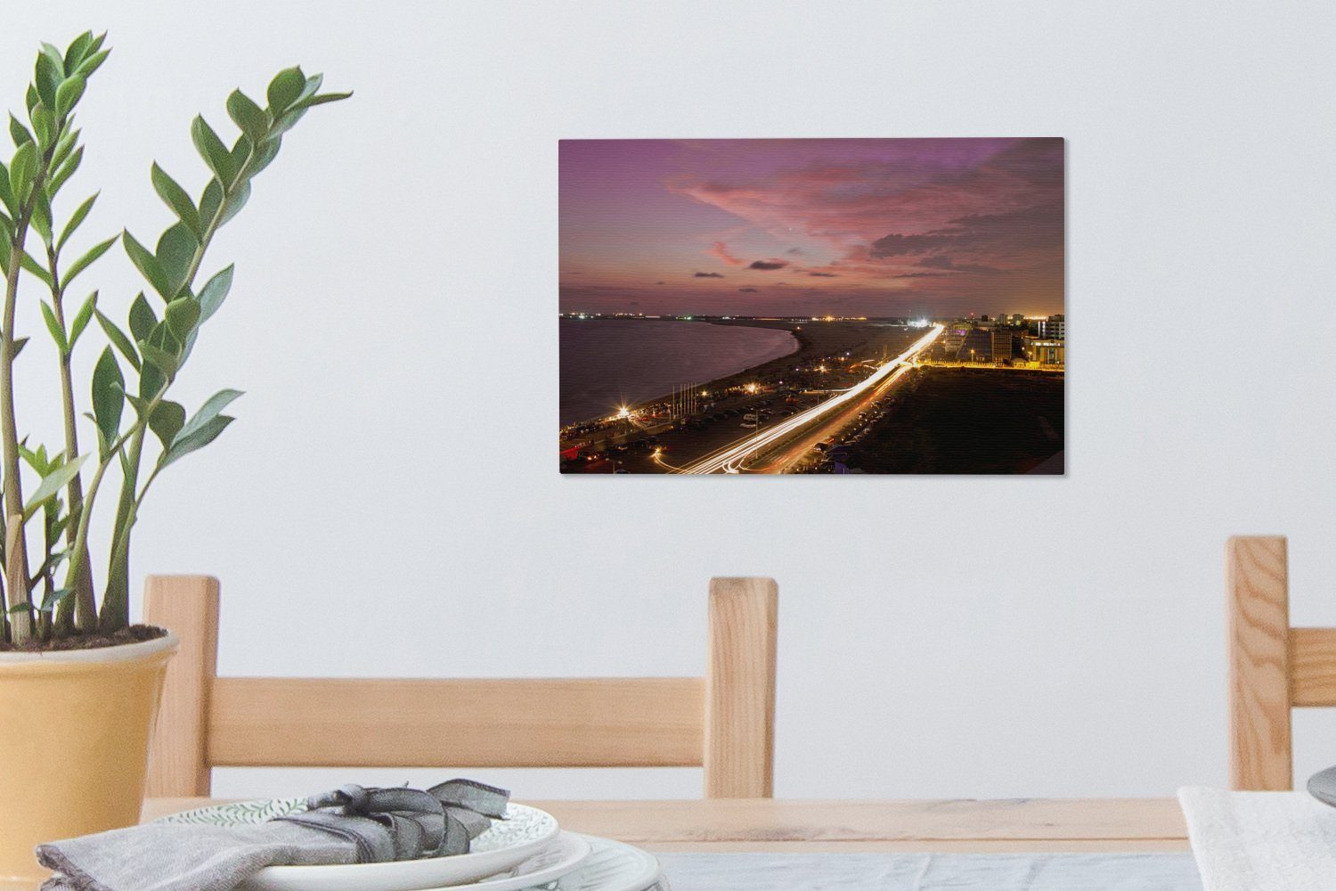OneMillionCanvasses® Leinwandbild Lagos Aufhängefertig, Wanddeko, Wandbild - St), 30x20 (1 cm Leinwandbilder, Skyline