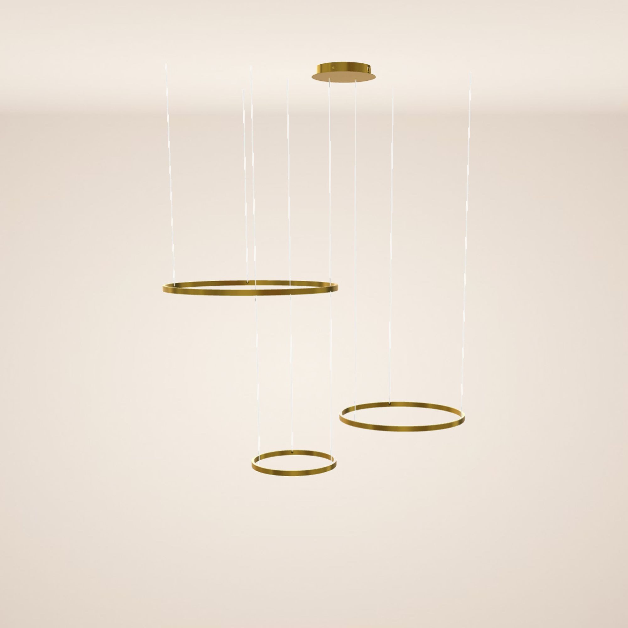 s.luce Pendelleuchte LED 3er-Ring Pendelleuchten Kombination Exzentrisch Gold, Warmweiß