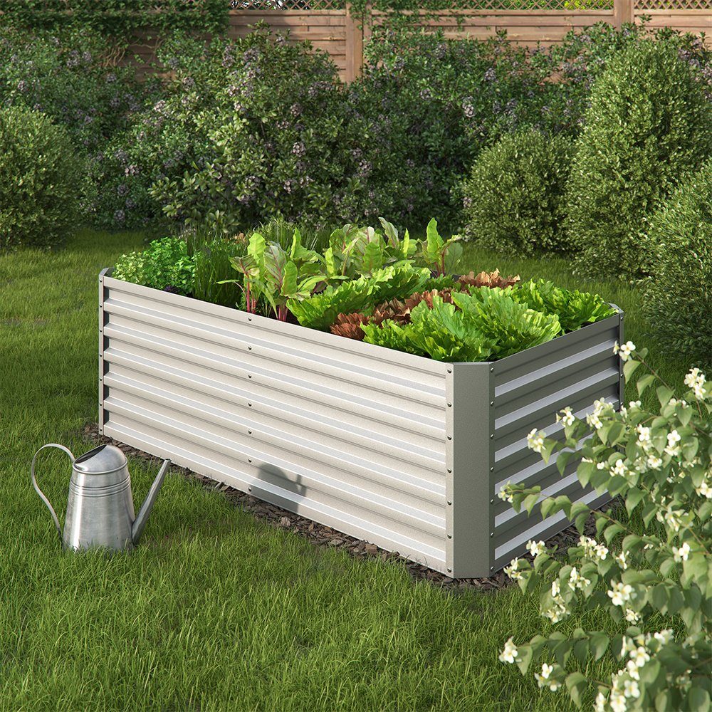 OK-Living Hochbeet, Silber, 180 x 60 cm