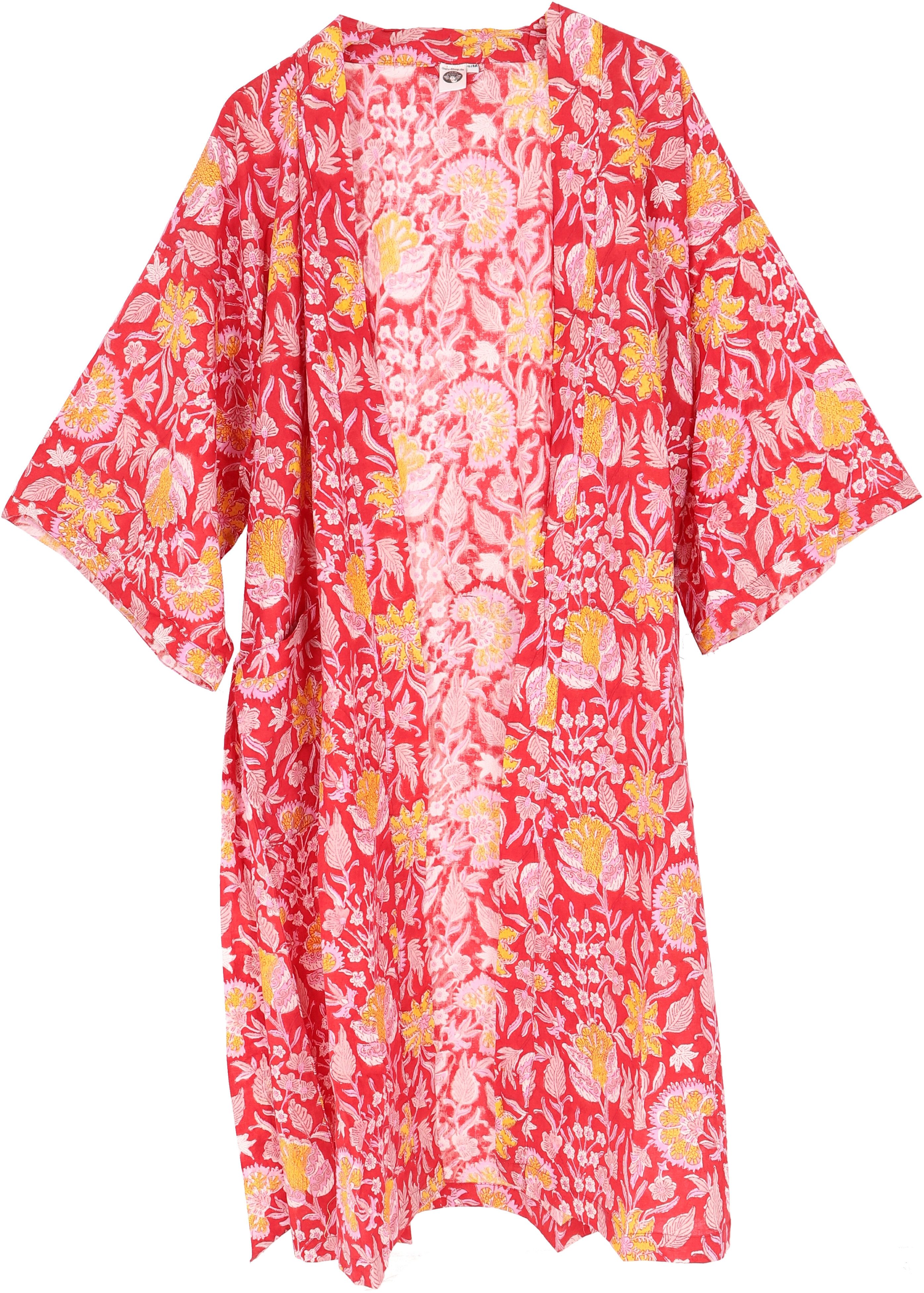 Guru-Shop Kimono Kimono im Japan Style, handbedruckter Oversize.., alternative Bekleidung