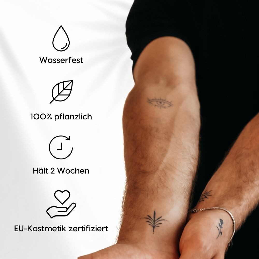 Inkster Schmuck-Tattoo Abstrakte Tattoos, Vegane & EU-Kosmetikzertifizierte Farbe, wasserfestes temporäres Tattoo, 2 Wochen Halt