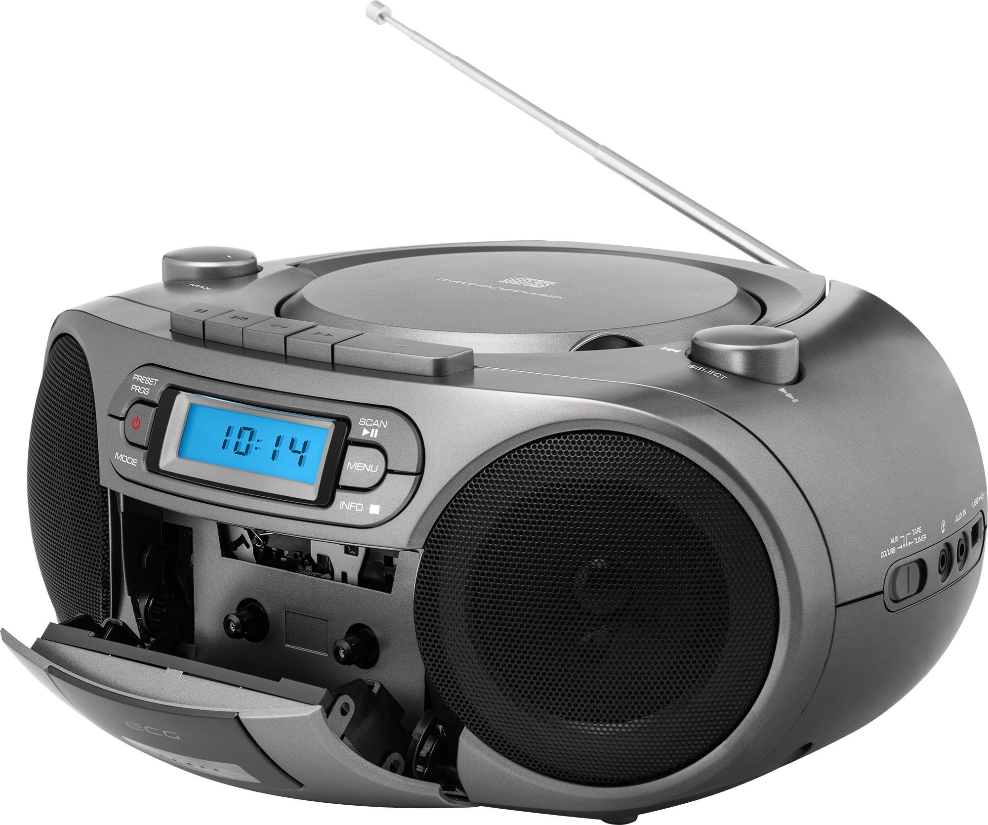 CDs Digitalradio Batteriebetrieb) WMA-Musikwiedergabe 3,00 und vom Tuner, USB-Laufwerk, 999 (Digitalradio CD-Player, W, Digital Digitalradio Kassetten, Abspielen FM (DAB) MP3 hören, USB-Sticks, ECG und Kassettenplayer, von (DAB), / Netz- CDR