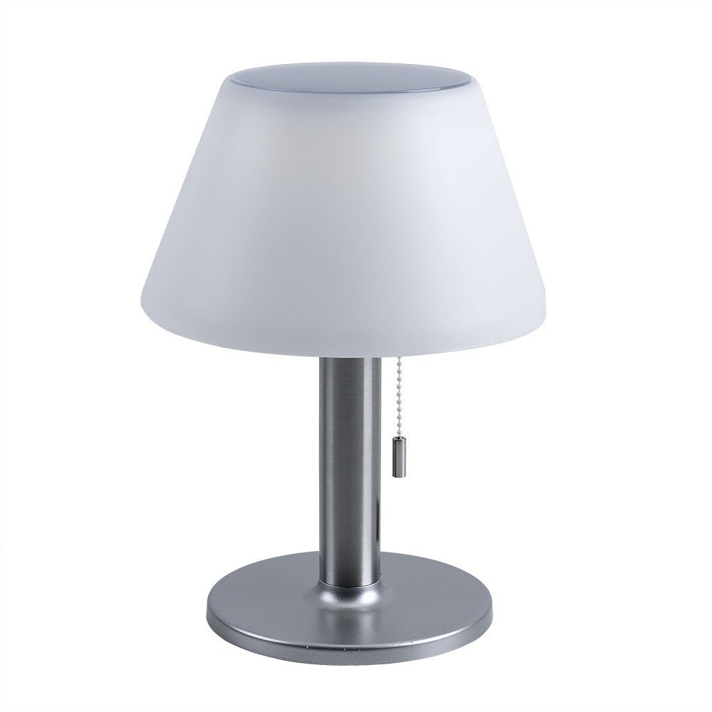Expo Börse Außen-Tischleuchte, LED-Leuchtmittel fest verbaut, Kaltweiß, Tischlampe Außenbereich Solarlampe weiß Gartenleuchte, Akku