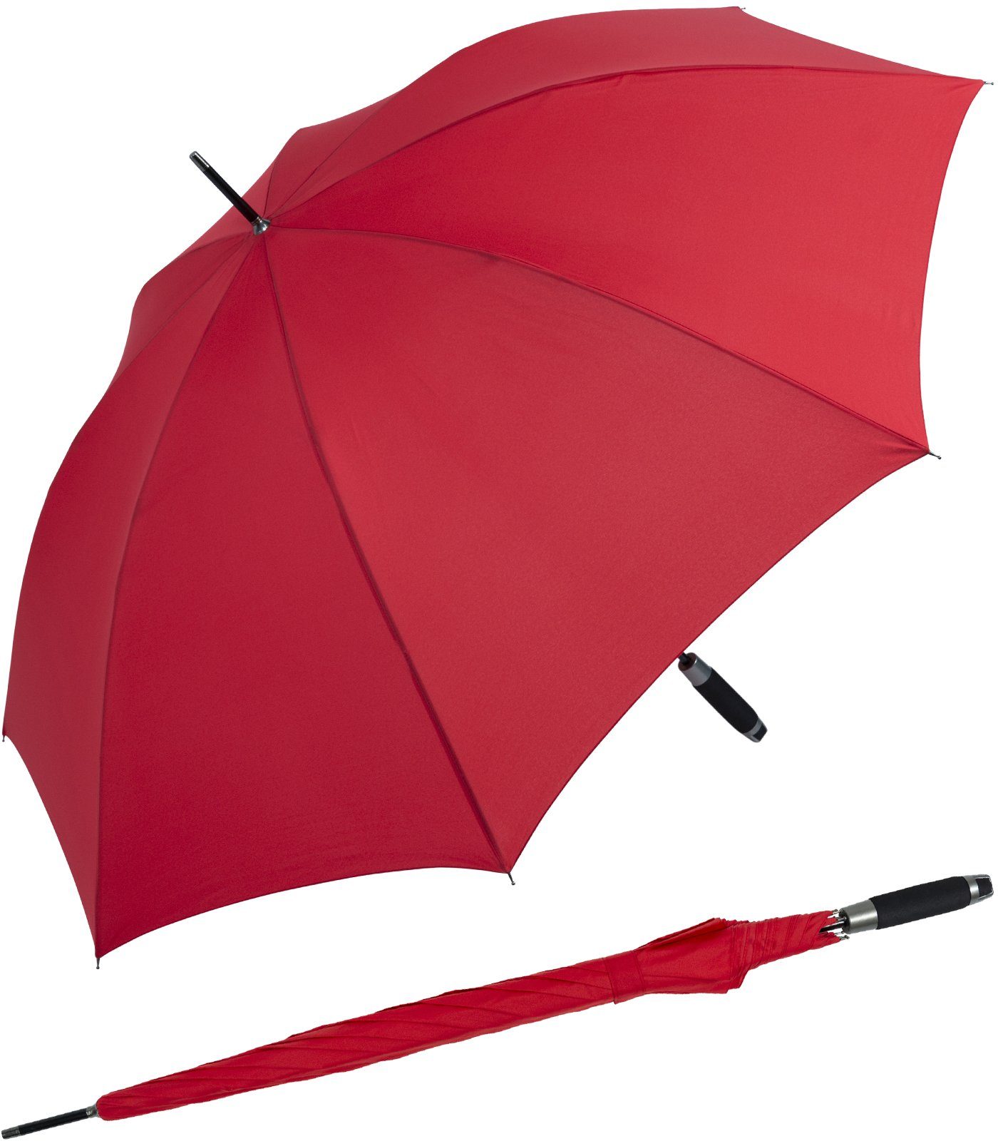 doppler® Langregenschirm XXL Golfschirm, Partnerschirm - groß uni-Sommerfarben stabil, und für und Herren, Damen rot