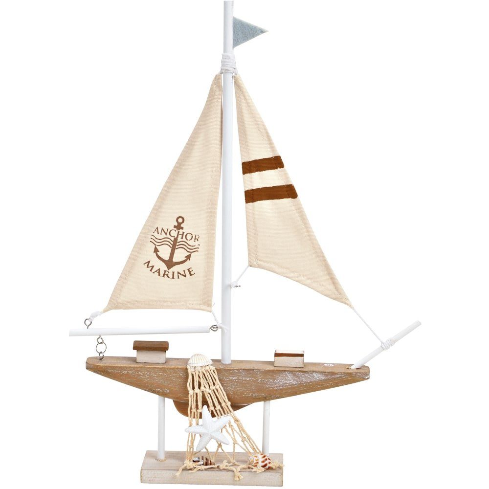 matches21 HOME & HOBBY Dekofigur Segelboot mit Segel Maritim Holzaufsteller Badezimmer 40 cm (1 St)
