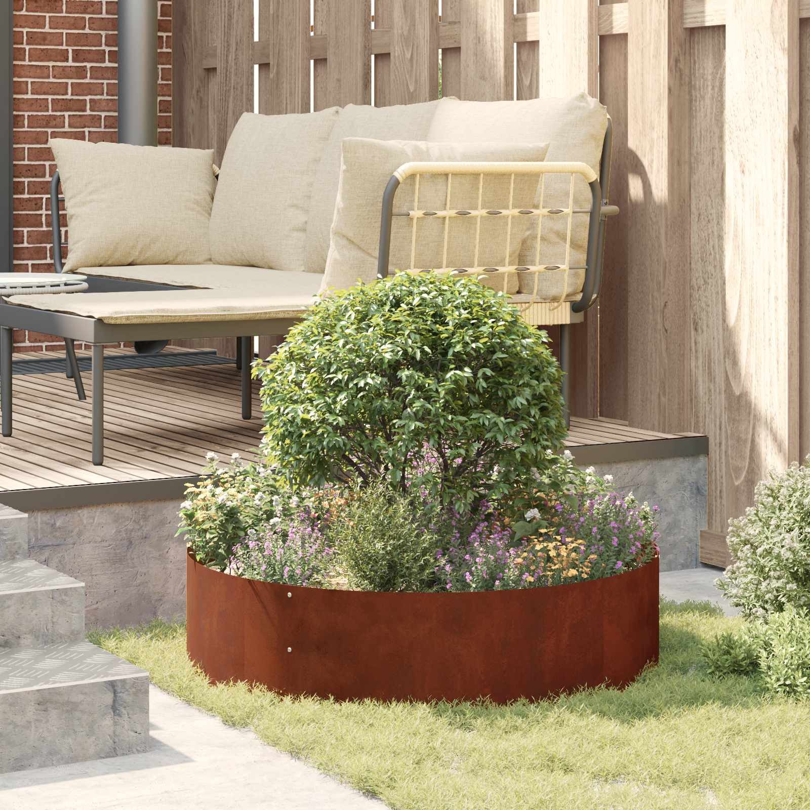 vidaXL Blumentopf Pflanzenring 5 Stk. Rostig 80 x 80 x 20 cm Wetterfeststahl (5 St) – Bild 4 von 5